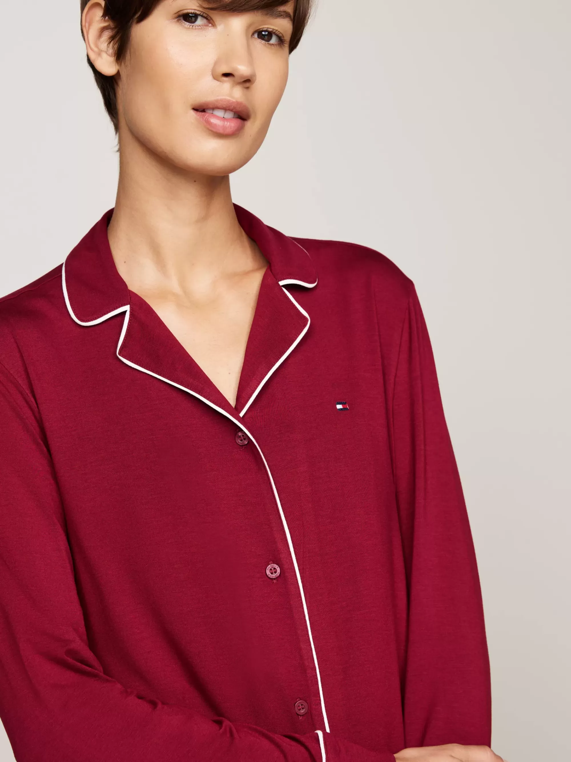 Pyjama's & Nachtkleding*Tommy Hilfiger Microvezel Longsleeve Pyjamaset ROUGE