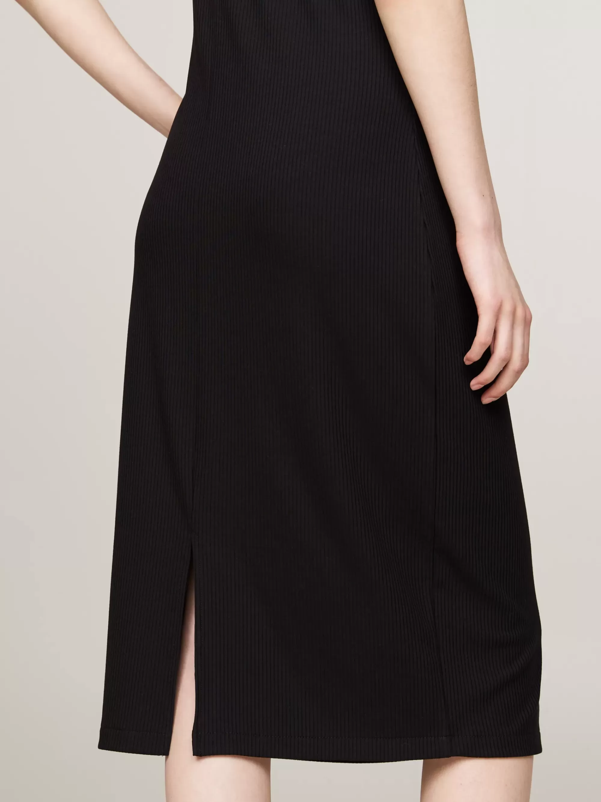 Jurken*Tommy Hilfiger Midi Bodycon-jurk Met Ribtextuur BLACK