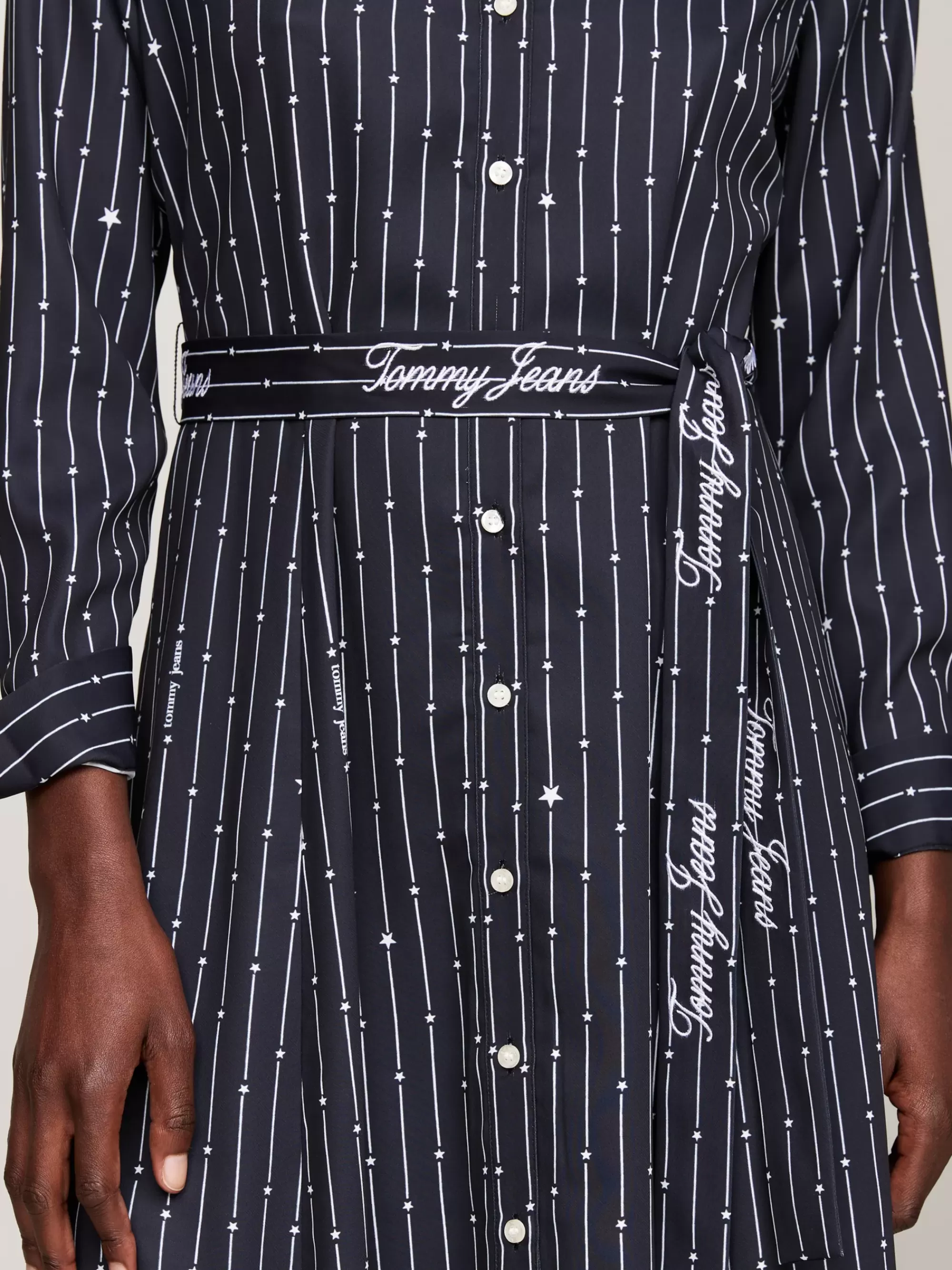 Jurken*Tommy Hilfiger Midi-overhemdjurk Met Strepen En Sterren BLACK MOUNTAIN STARDUST