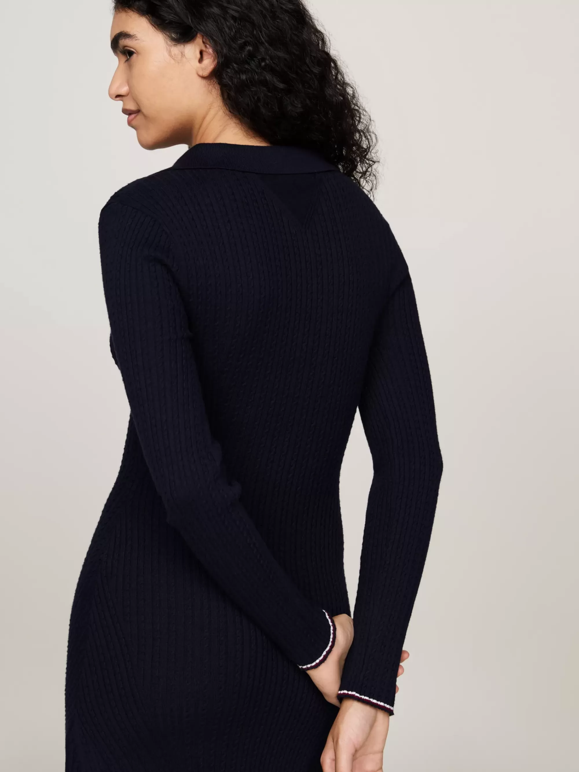 Jurken*Tommy Hilfiger Midi-polojurk Met Kasjmier En Embleem DESERT SKY