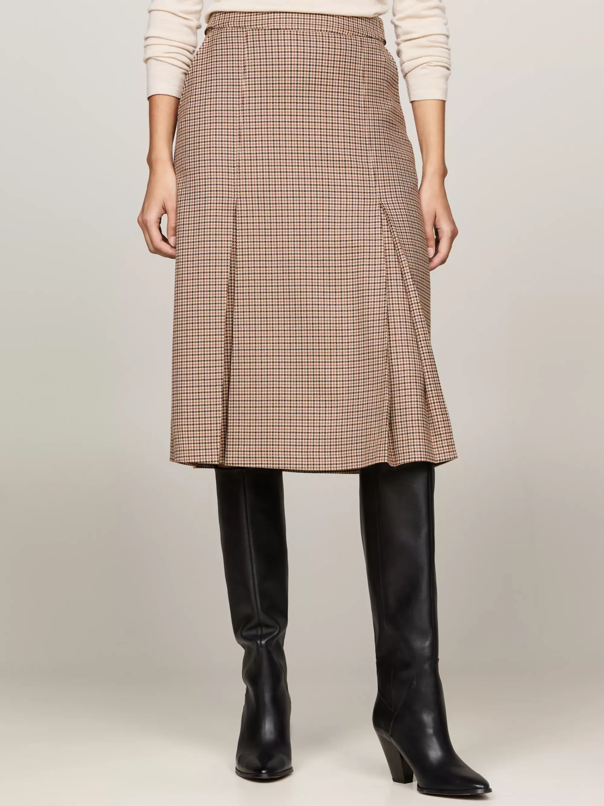 Rokken*Tommy Hilfiger Midi-rok Met Pied-de-poulemotief BROWN HOUNDSTOOTH