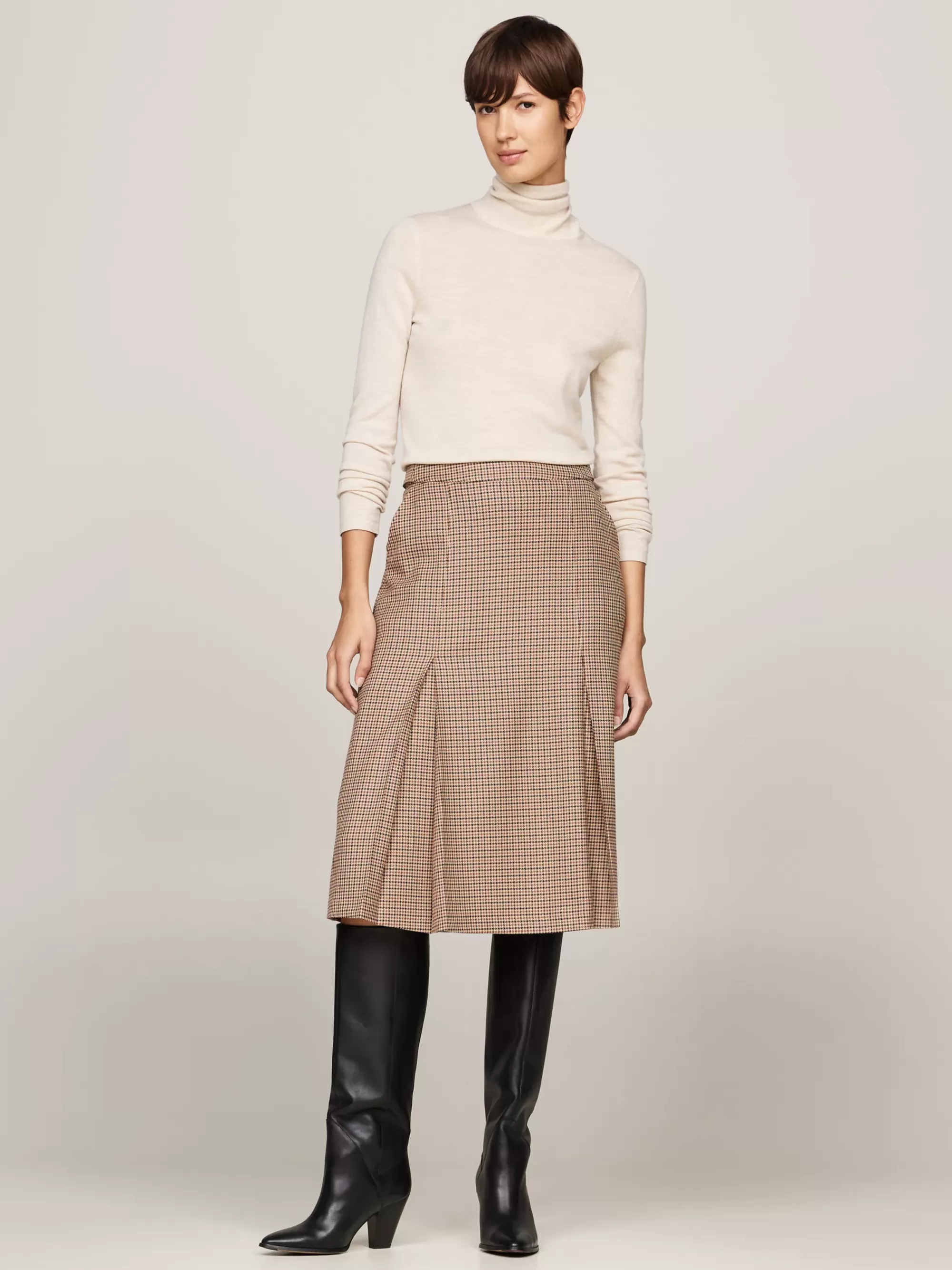Rokken*Tommy Hilfiger Midi-rok Met Pied-de-poulemotief BROWN HOUNDSTOOTH