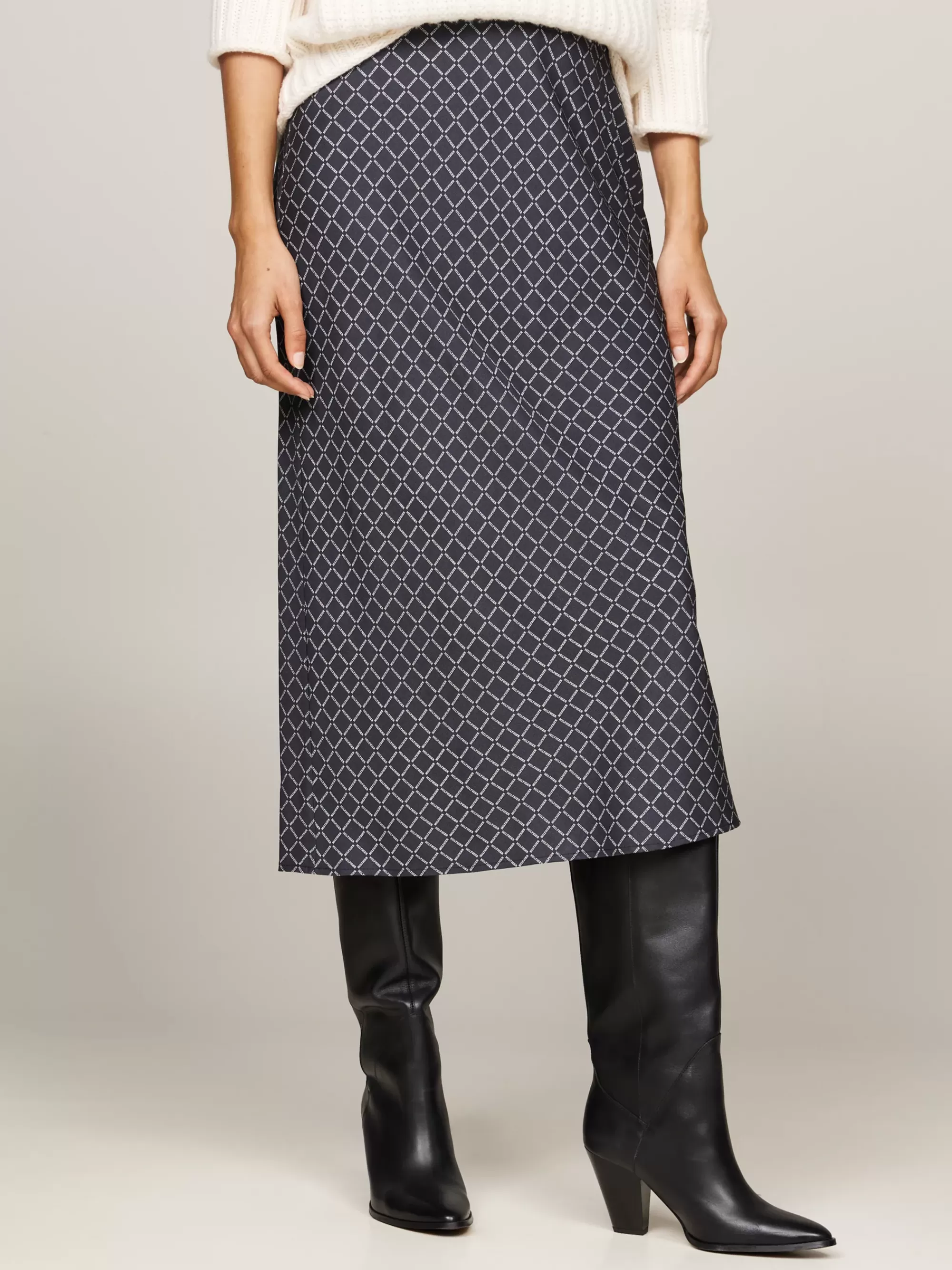 Rokken*Tommy Hilfiger Midi-rok Met Repeat Logoprint DIAMOND MONOTYPE/ MILITARY DENIM
