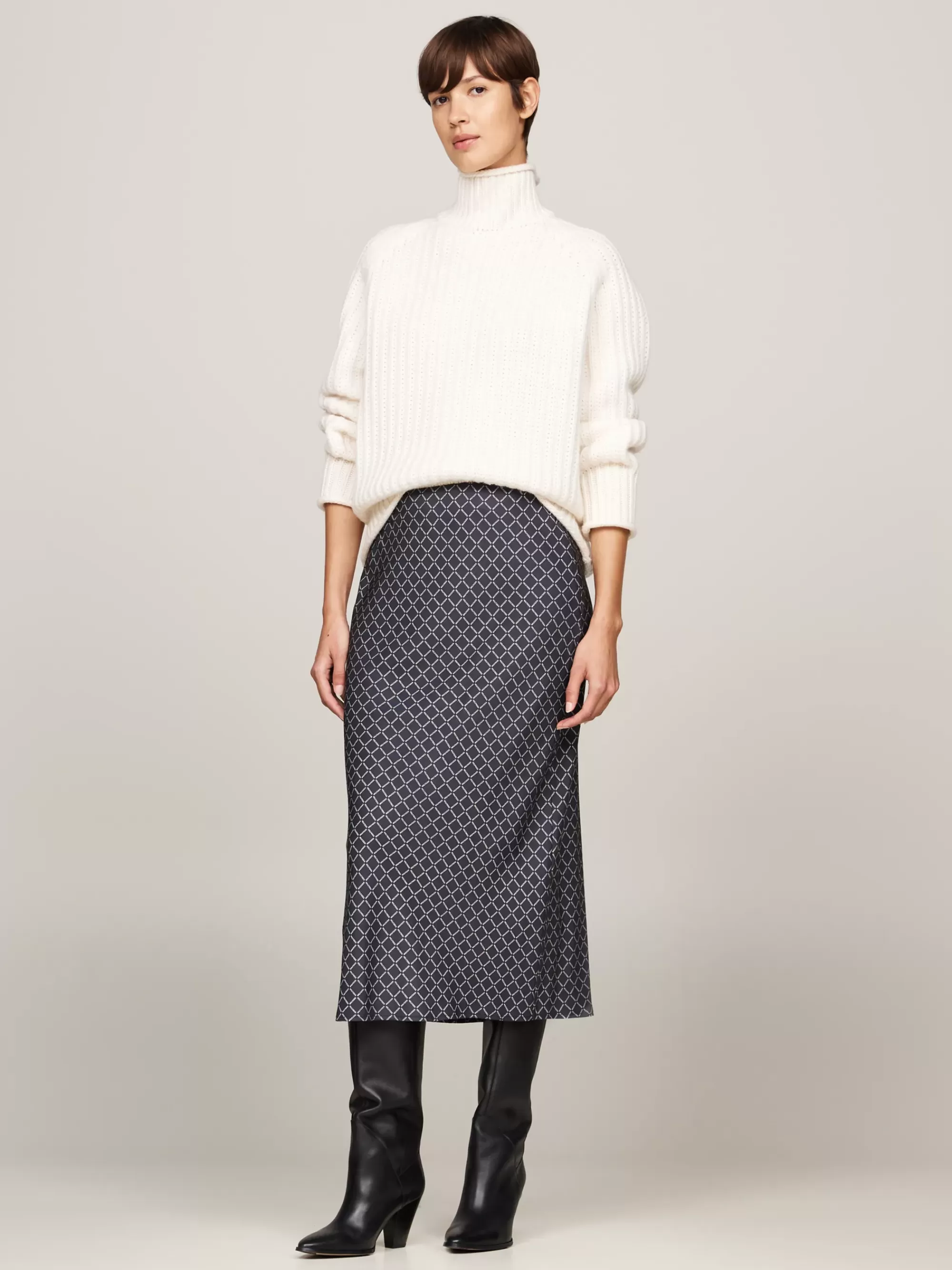 Rokken*Tommy Hilfiger Midi-rok Met Repeat Logoprint DIAMOND MONOTYPE/ MILITARY DENIM