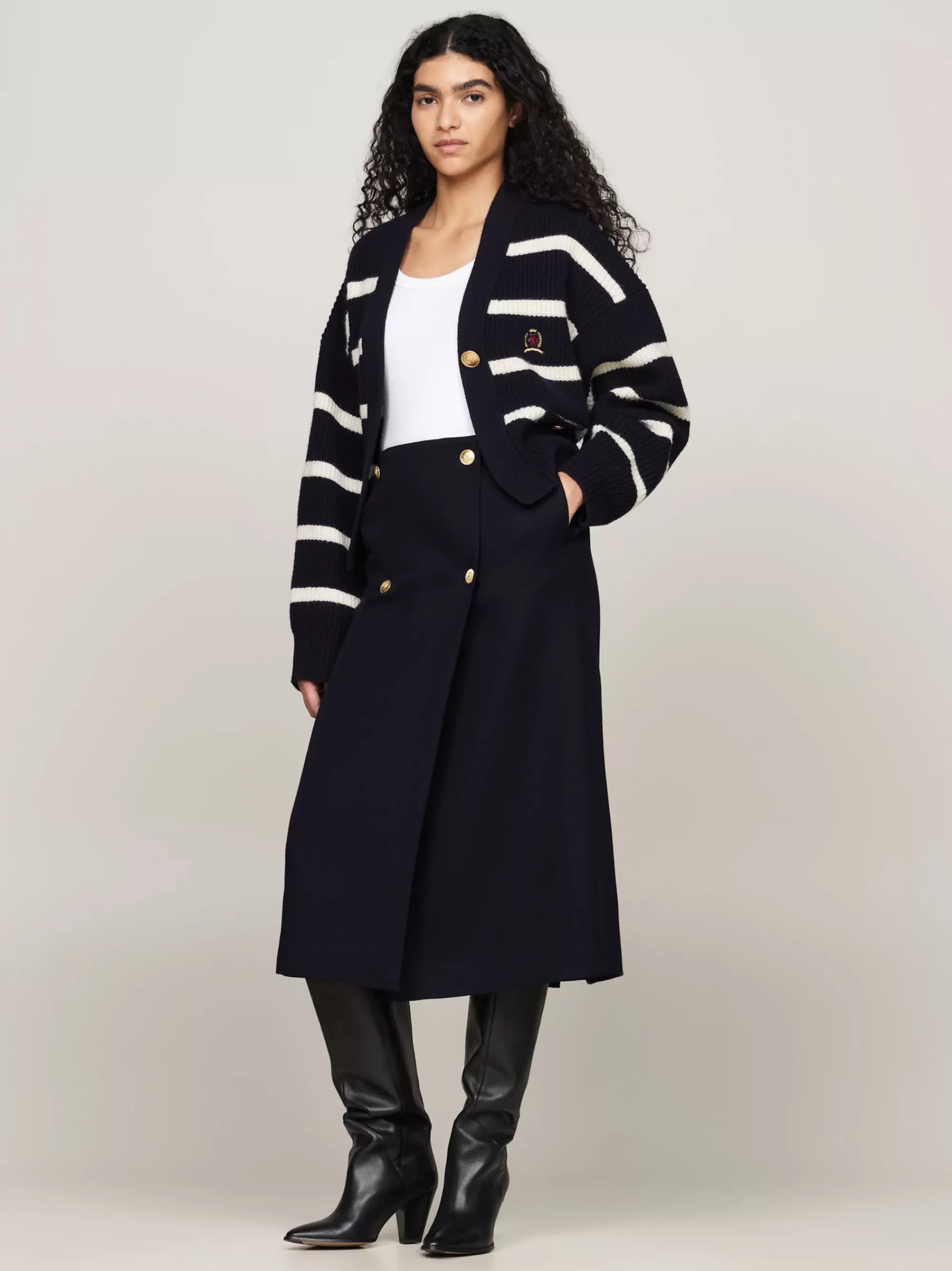 Rokken*Tommy Hilfiger Midirok Van Zuivere Wol Met Overslag DESERT SKY