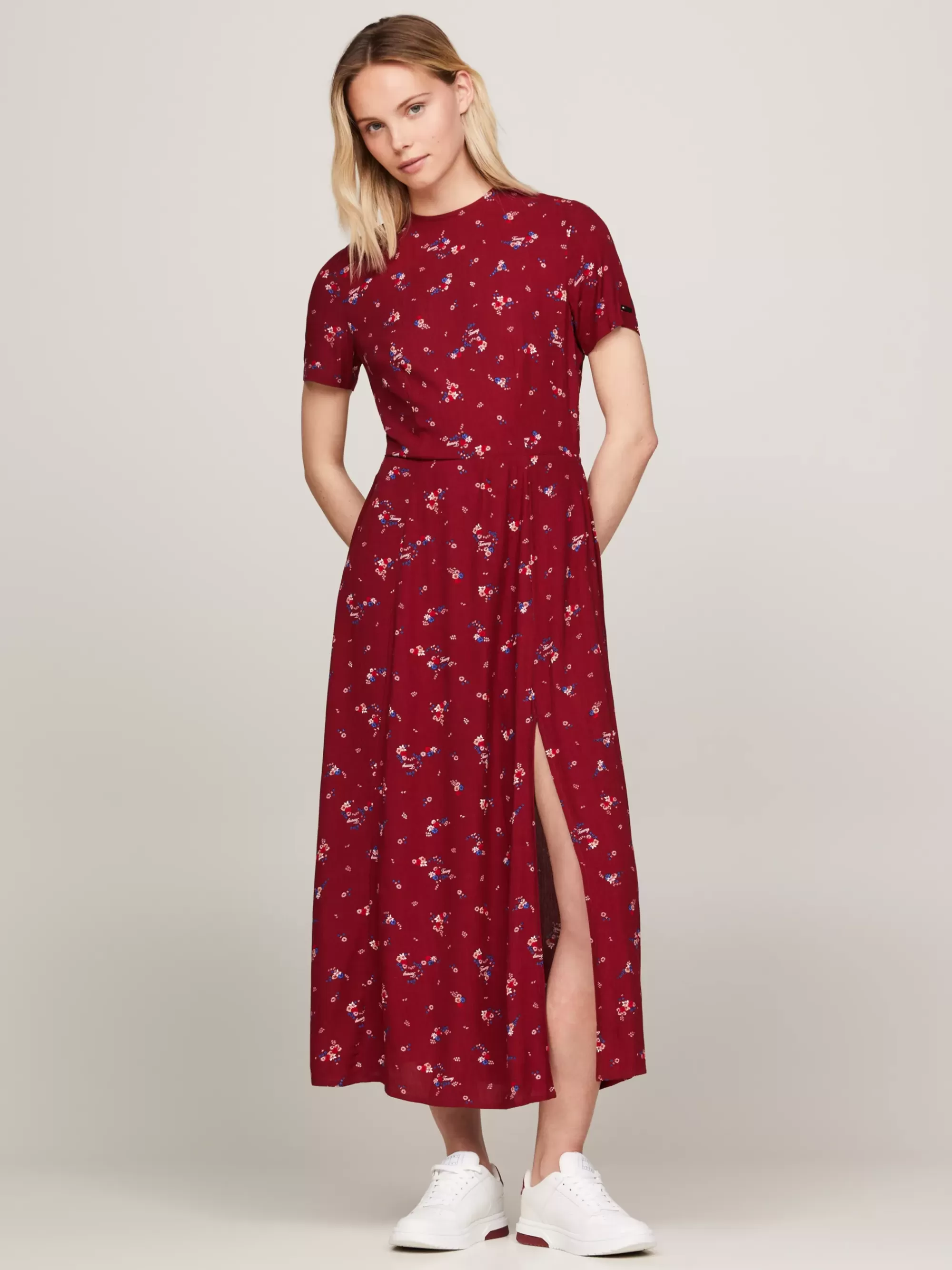 Jurken*Tommy Hilfiger Midi-slipdress Met Bergbloemenprint MOUNTAIN FLORAL