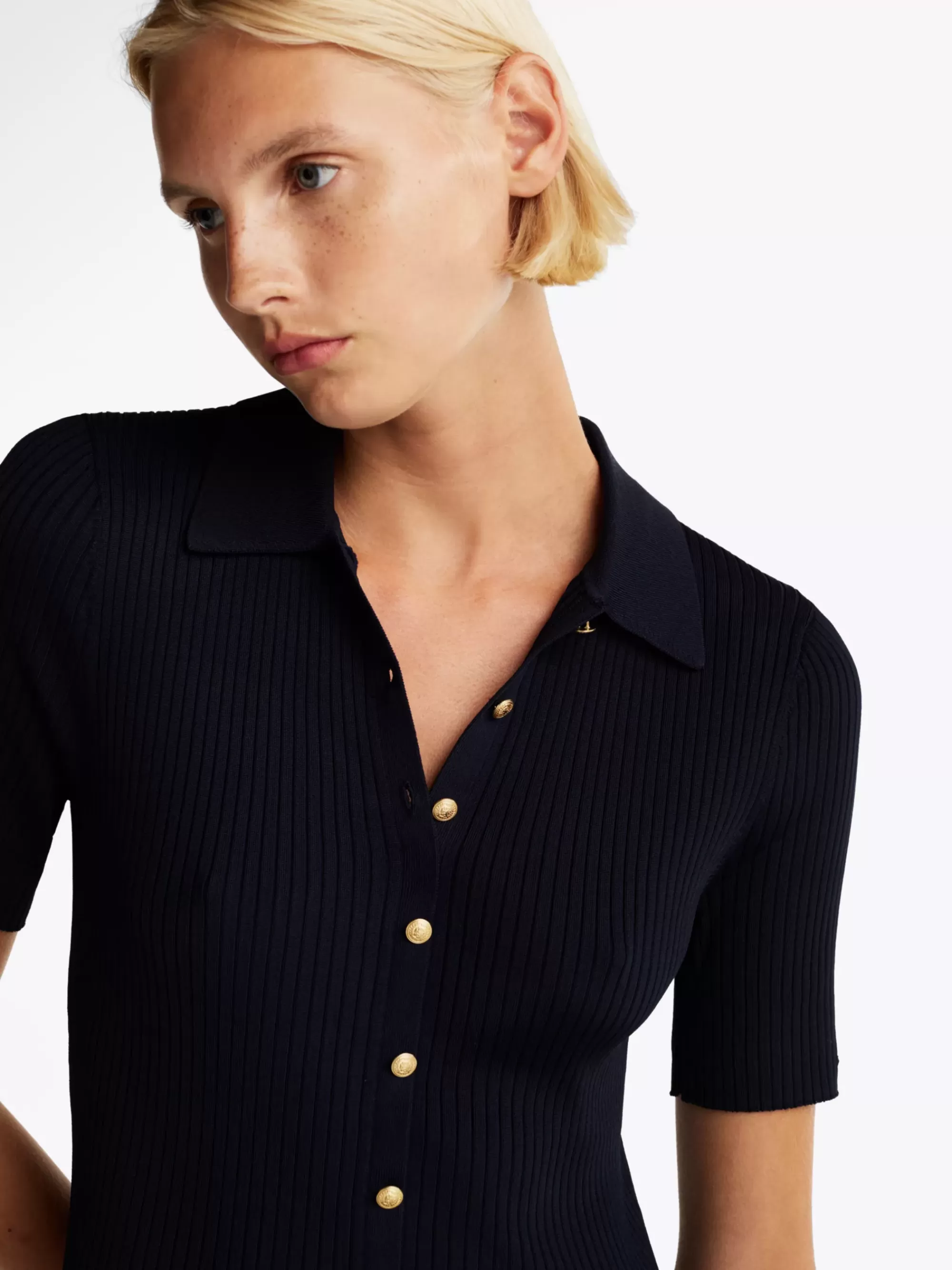 Jurken*Tommy Hilfiger Mini-polojurk Met Knoopsluiting DESERT SKY