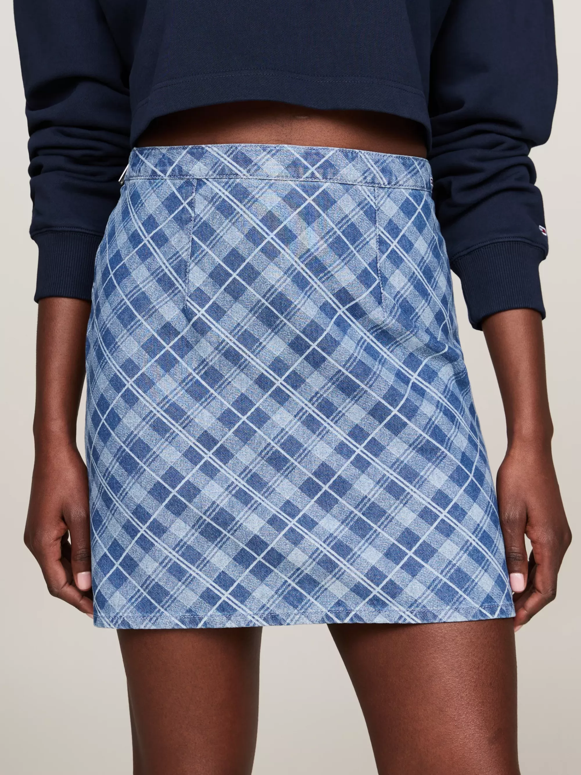 Co-Ords | Rokken*Tommy Hilfiger Minirok Van Chambray Met Tartanruit GRID CHECK CHAMBRAY