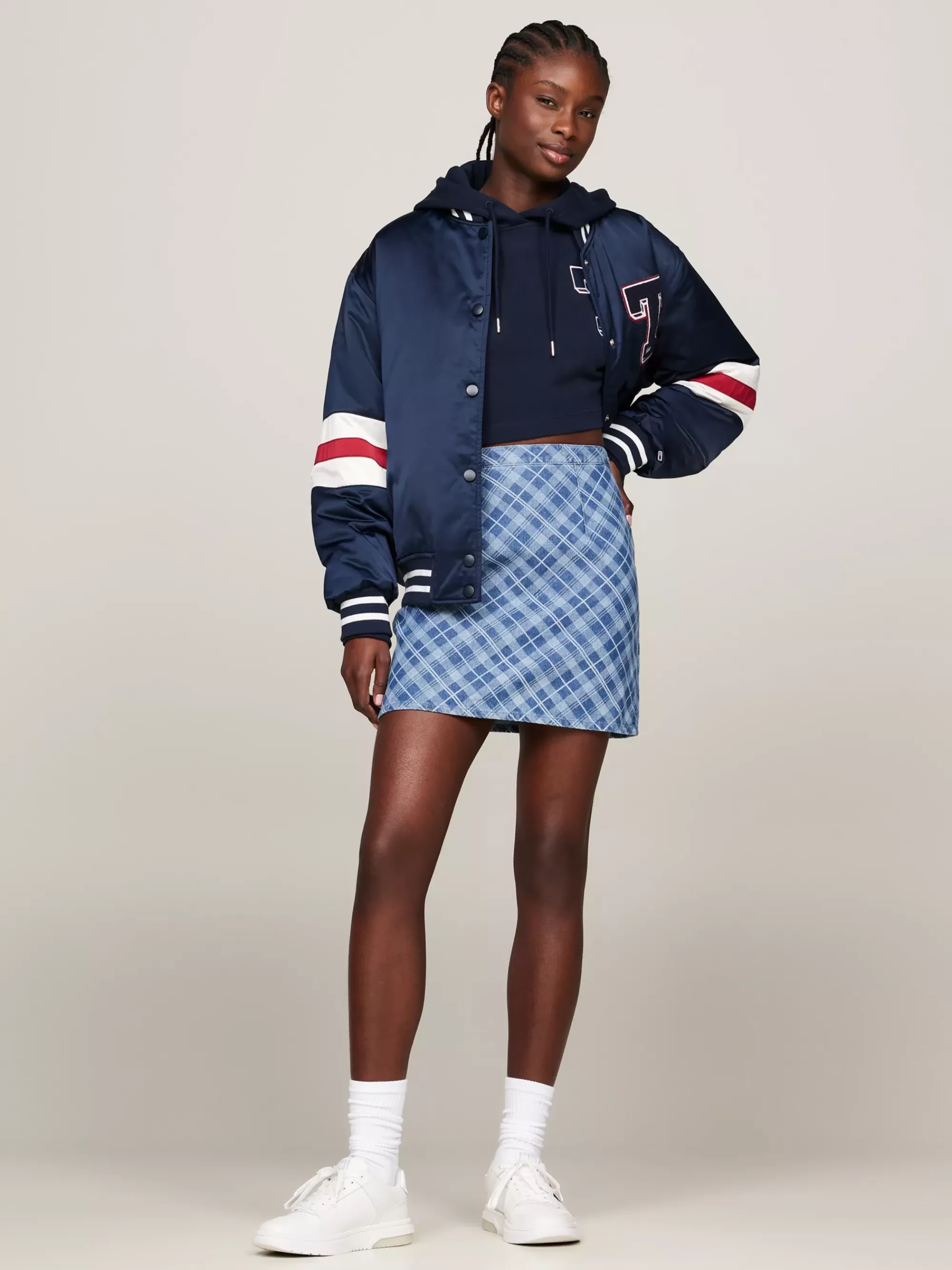 Co-Ords | Rokken*Tommy Hilfiger Minirok Van Chambray Met Tartanruit GRID CHECK CHAMBRAY