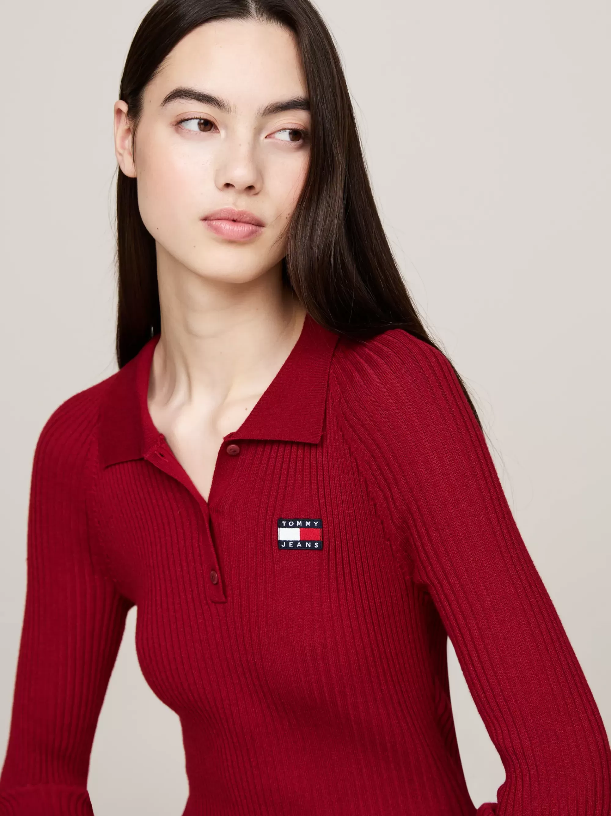 Jurken*Tommy Hilfiger Mini-sweaterjurk Met Polokraag REGATTA RED