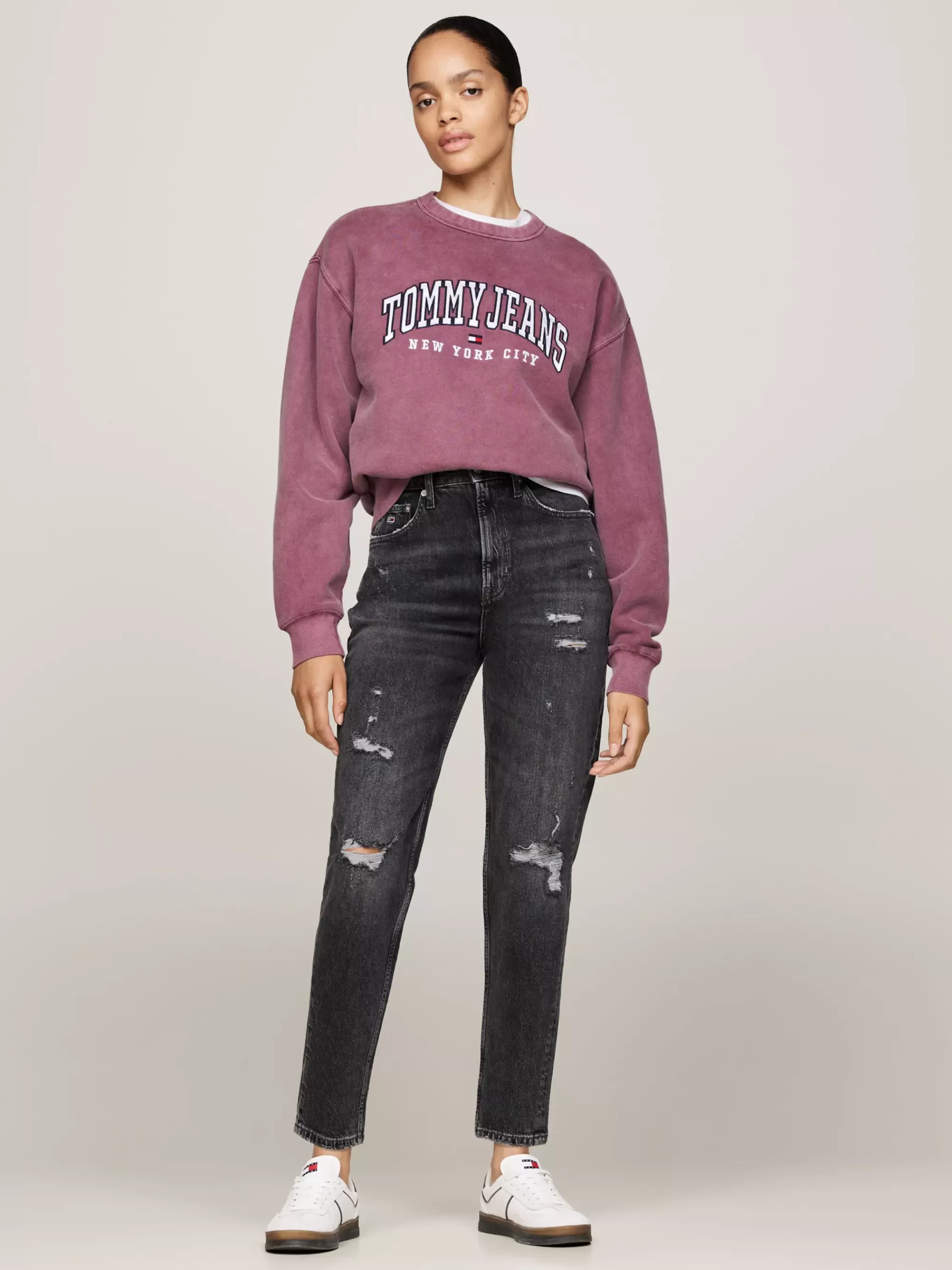 Jeans*Tommy Hilfiger Mom Ultra High Rise Jeans Met Distressing DENIM BLACK