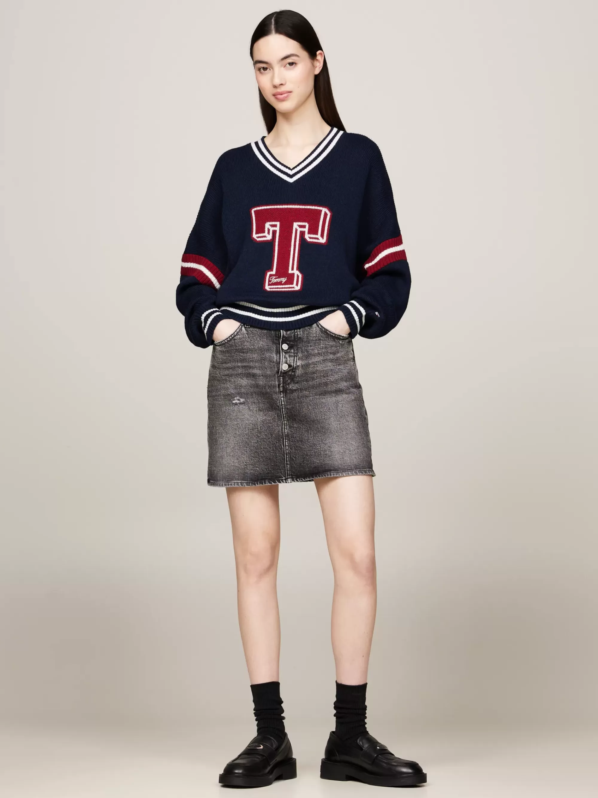 Rokken*Tommy Hilfiger Mom Ultra High Rise Minirok Met Distressing DENIM BLACK