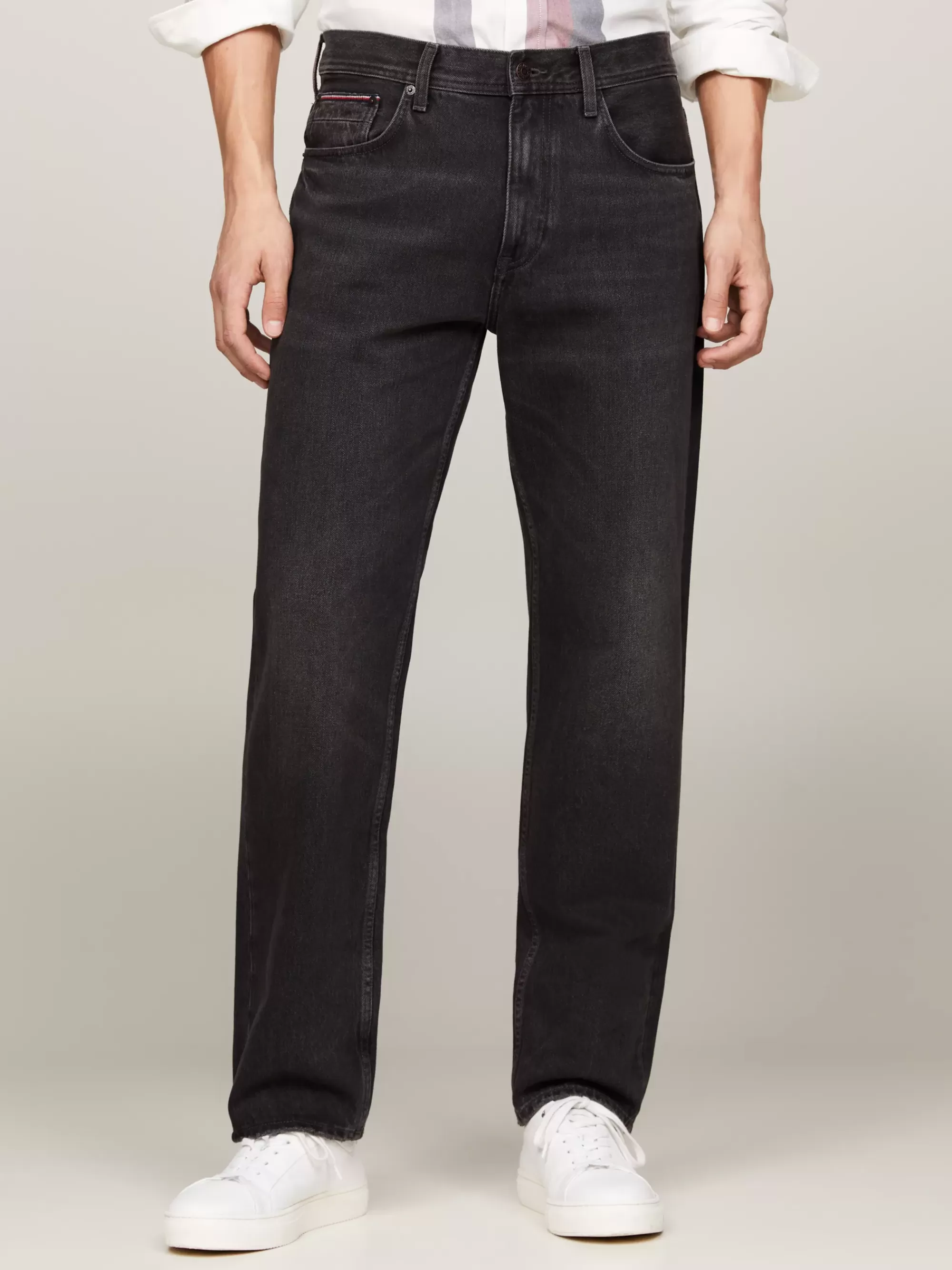 Jeans*Tommy Hilfiger Moore Straight Tapered Zwarte Jeans HAINES BLACK