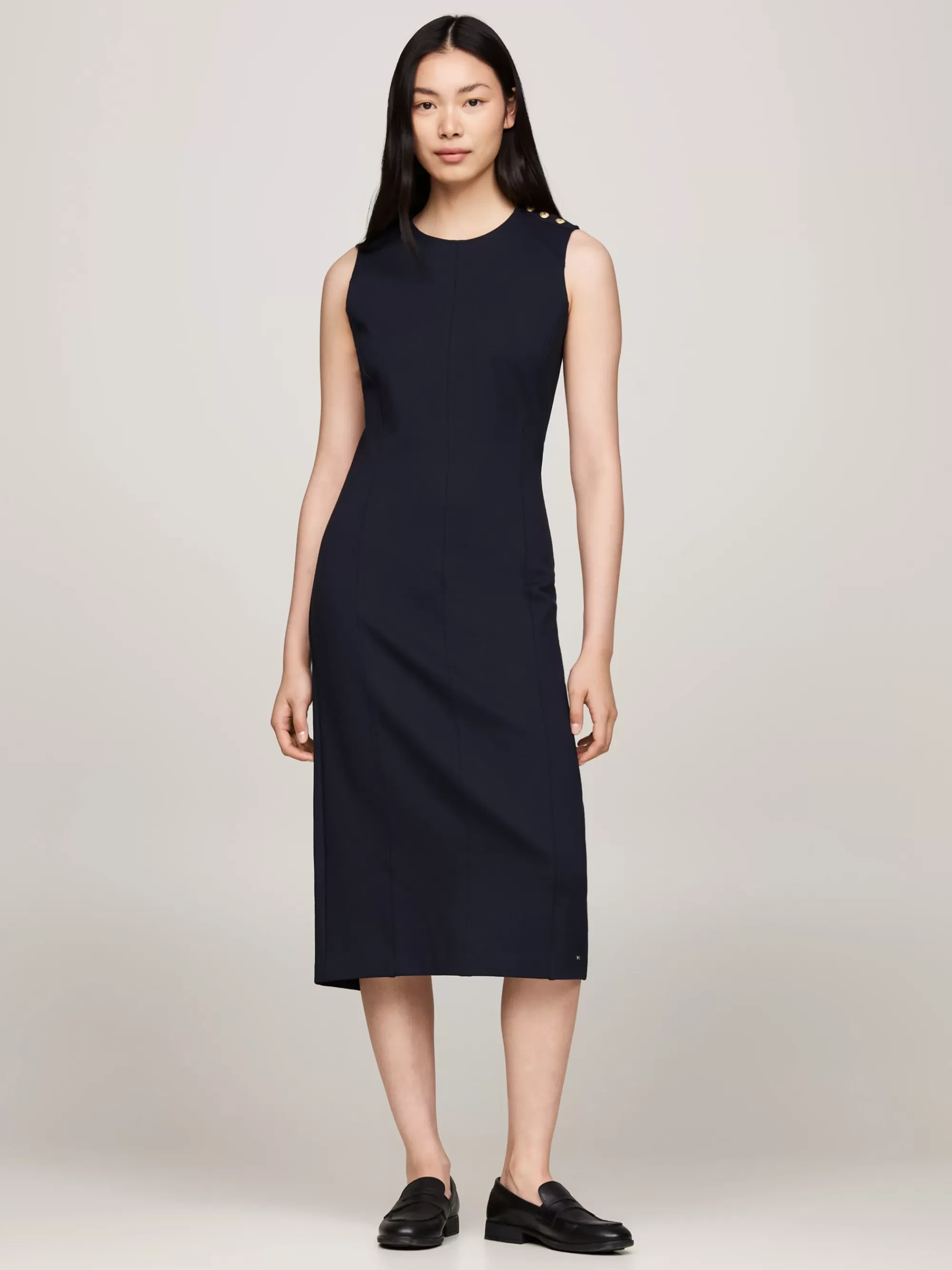 Jurken*Tommy Hilfiger Mouwloze Bodycon Midi-jurk DESERT SKY