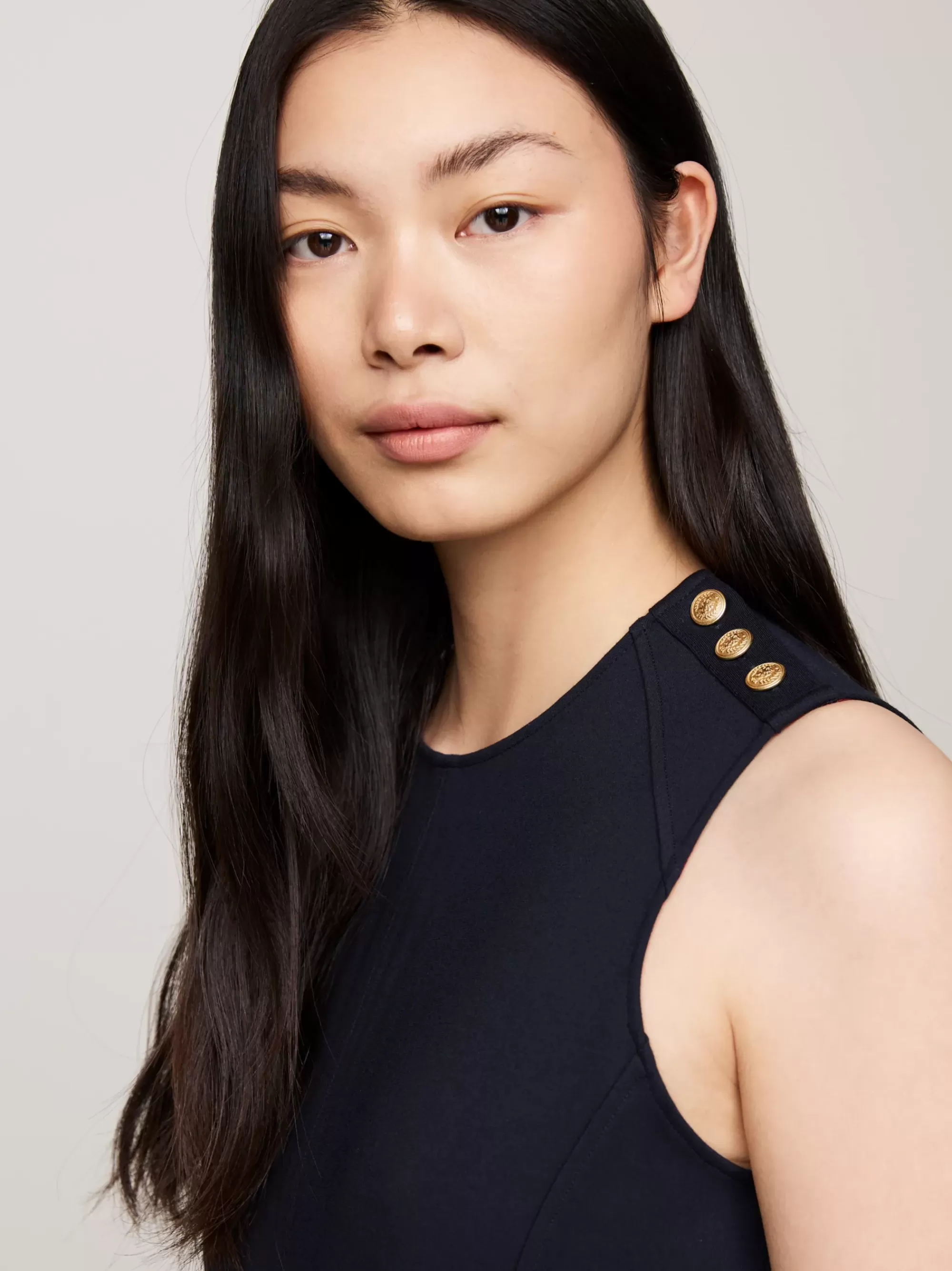 Jurken*Tommy Hilfiger Mouwloze Bodycon Midi-jurk DESERT SKY