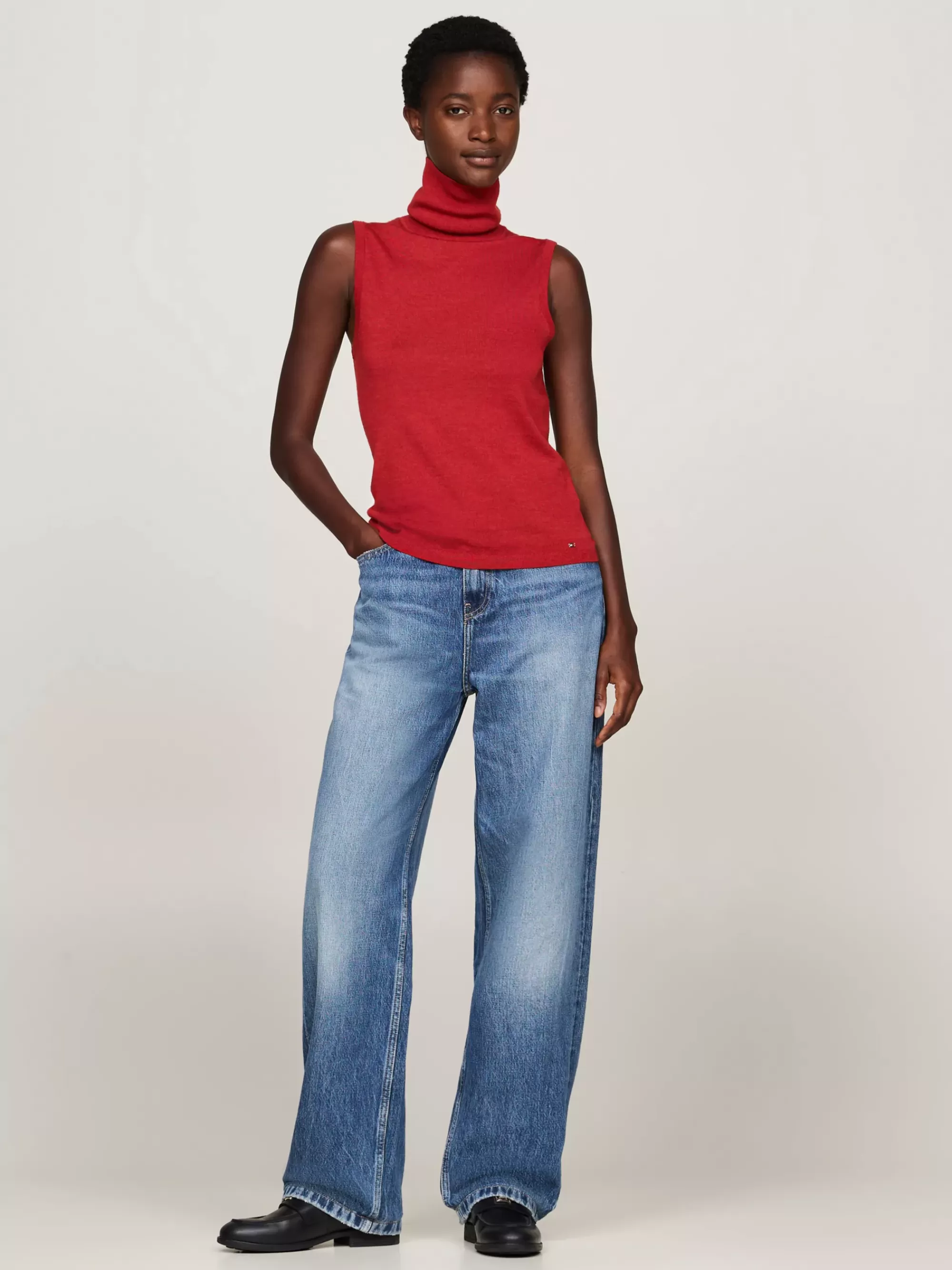 Coltruien | Truien*Tommy Hilfiger Mouwloze Coltrui Van Merinowol DARK MAGMA