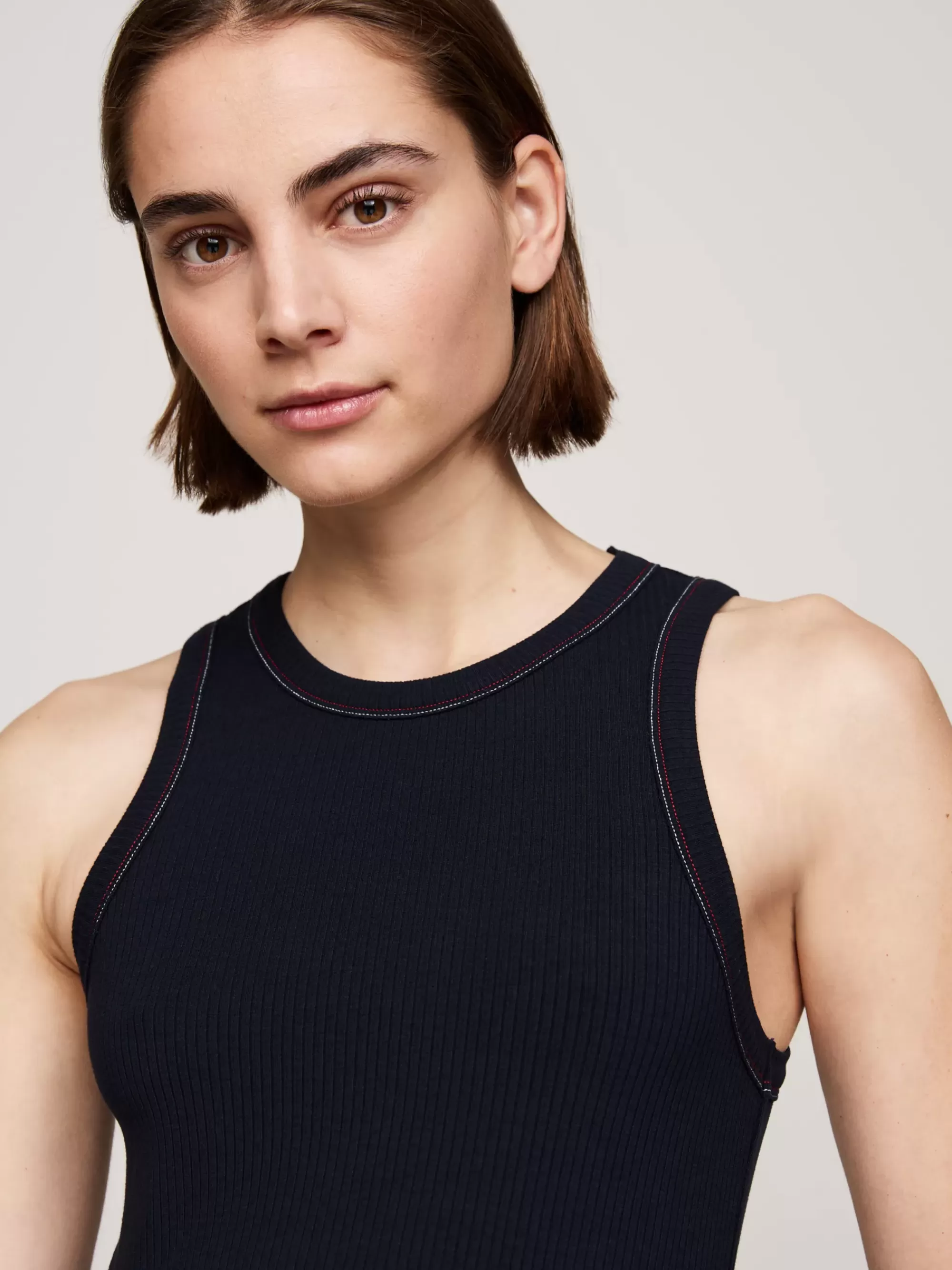 Jurken*Tommy Hilfiger Mouwloze Fit And Flare Slim Fit Jurk DESERT SKY
