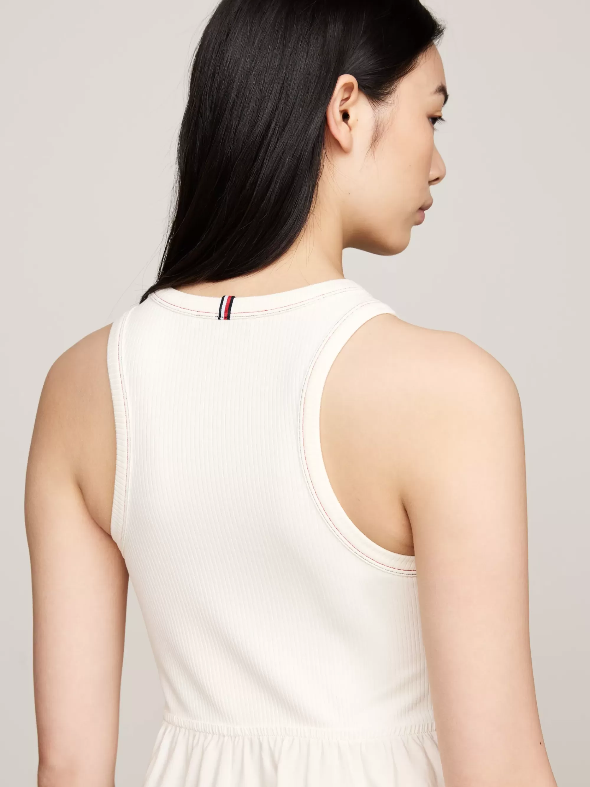 Jurken*Tommy Hilfiger Mouwloze Fit And Flare Slim Fit Jurk SHAVED LEMON ICE