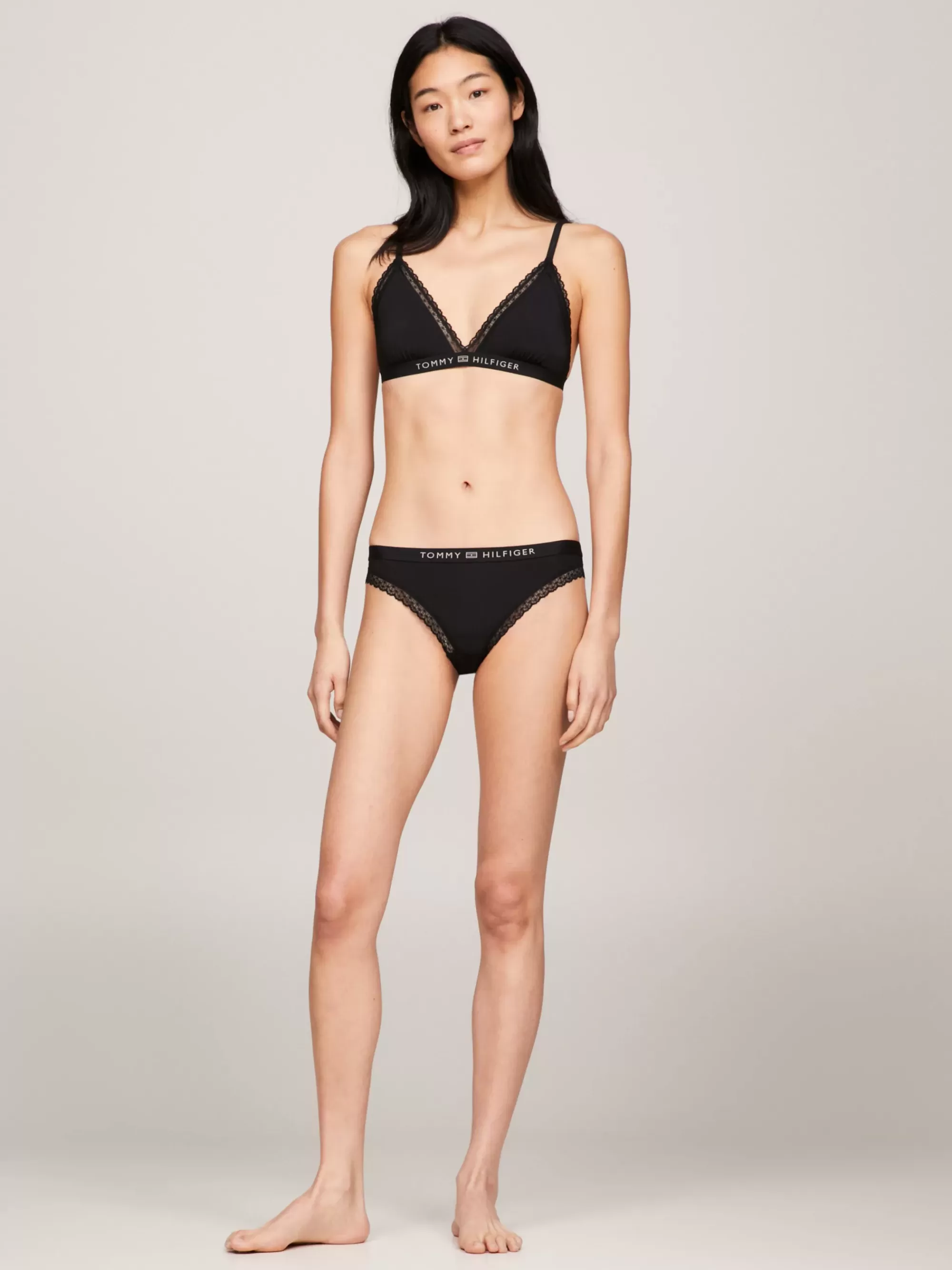 Bh's | Lingerie*Tommy Hilfiger Niet-gevoerde Triangel-bh Met Kant BLACK