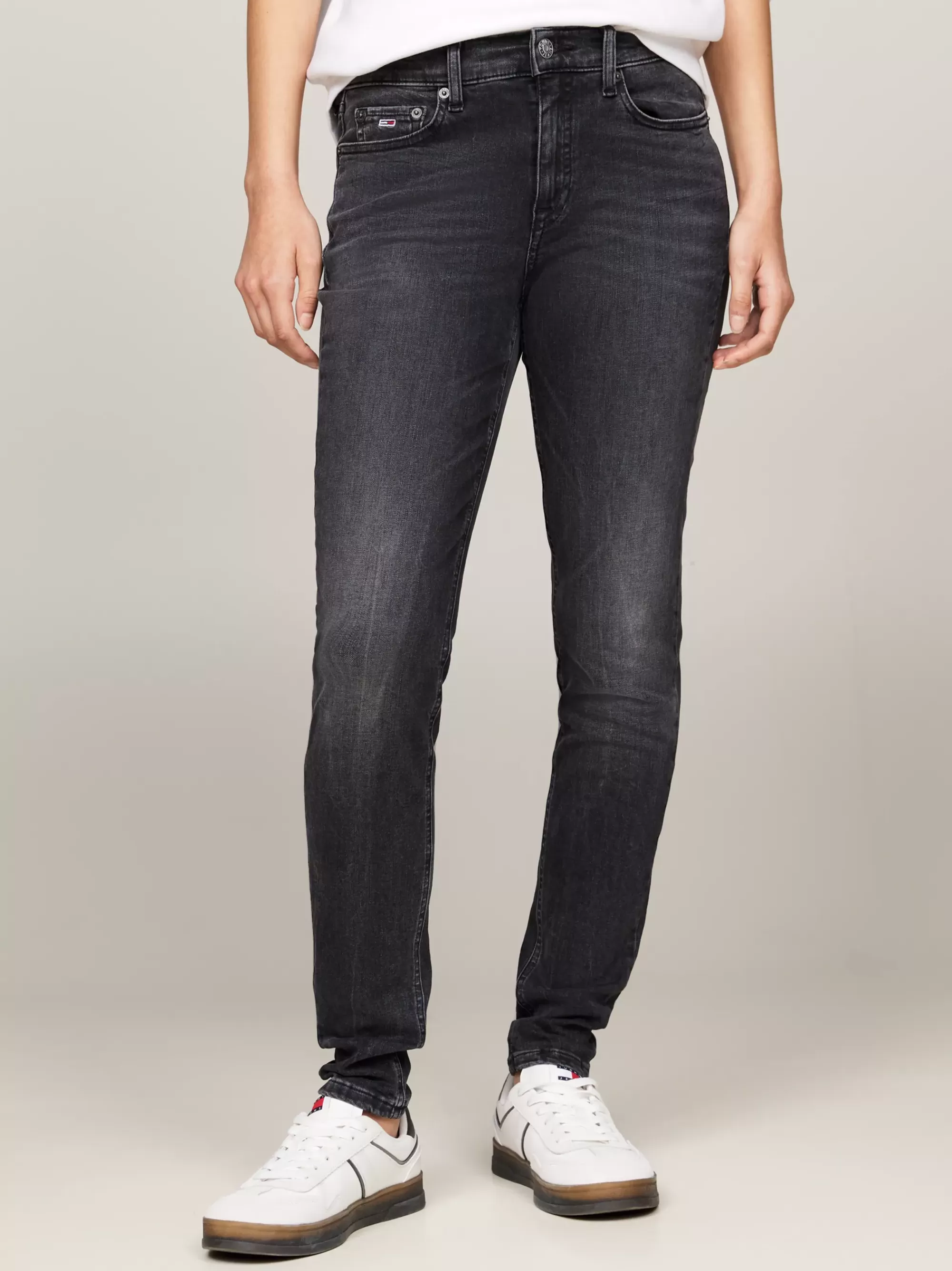 Jeans*Tommy Hilfiger Nora Medium Rise Skinny Jeans Met Fading DENIM BLACK