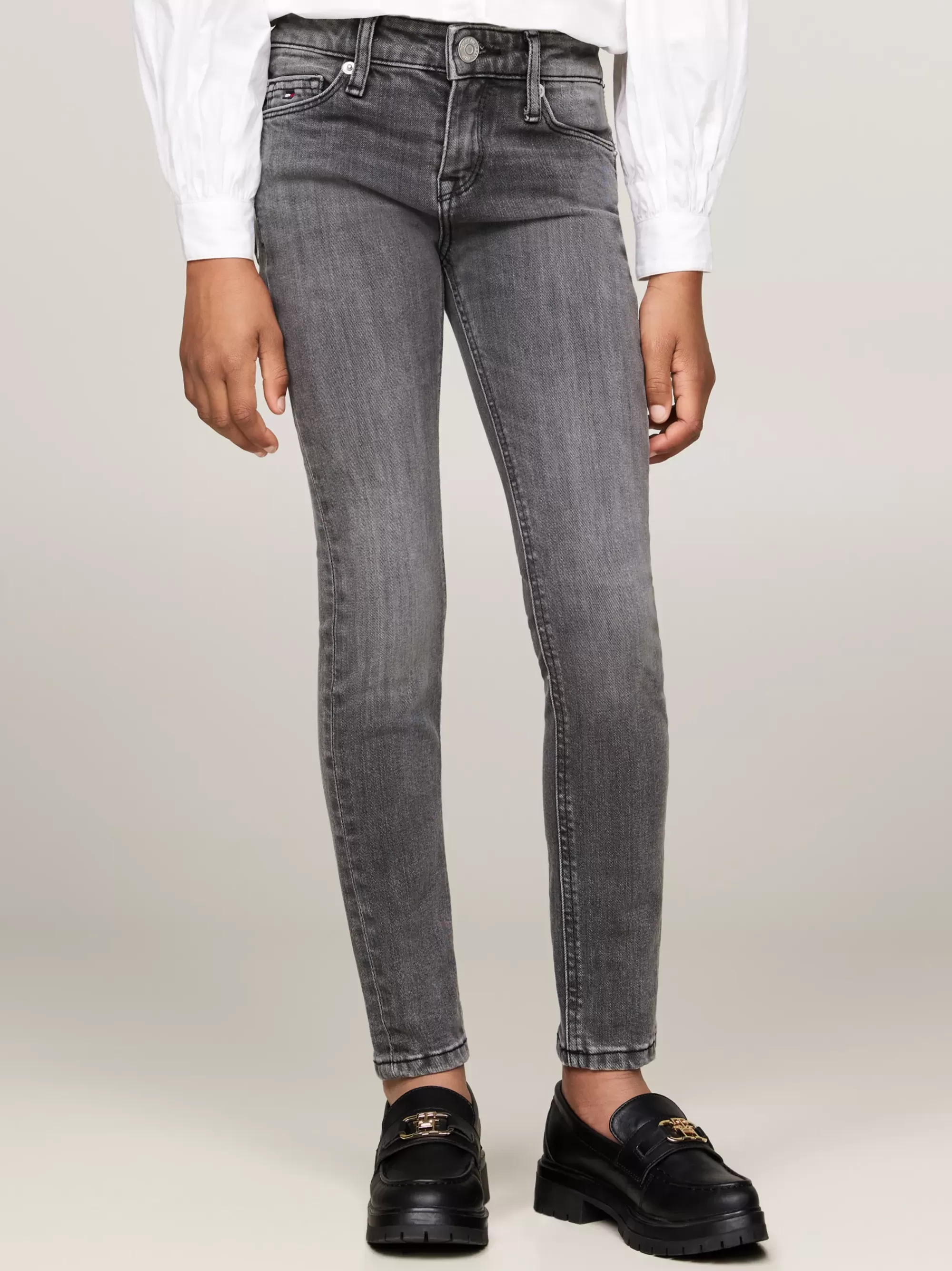 Jeans*Tommy Hilfiger Nora Medium Rise Skinny Jeans Met Fading BLACKUSED