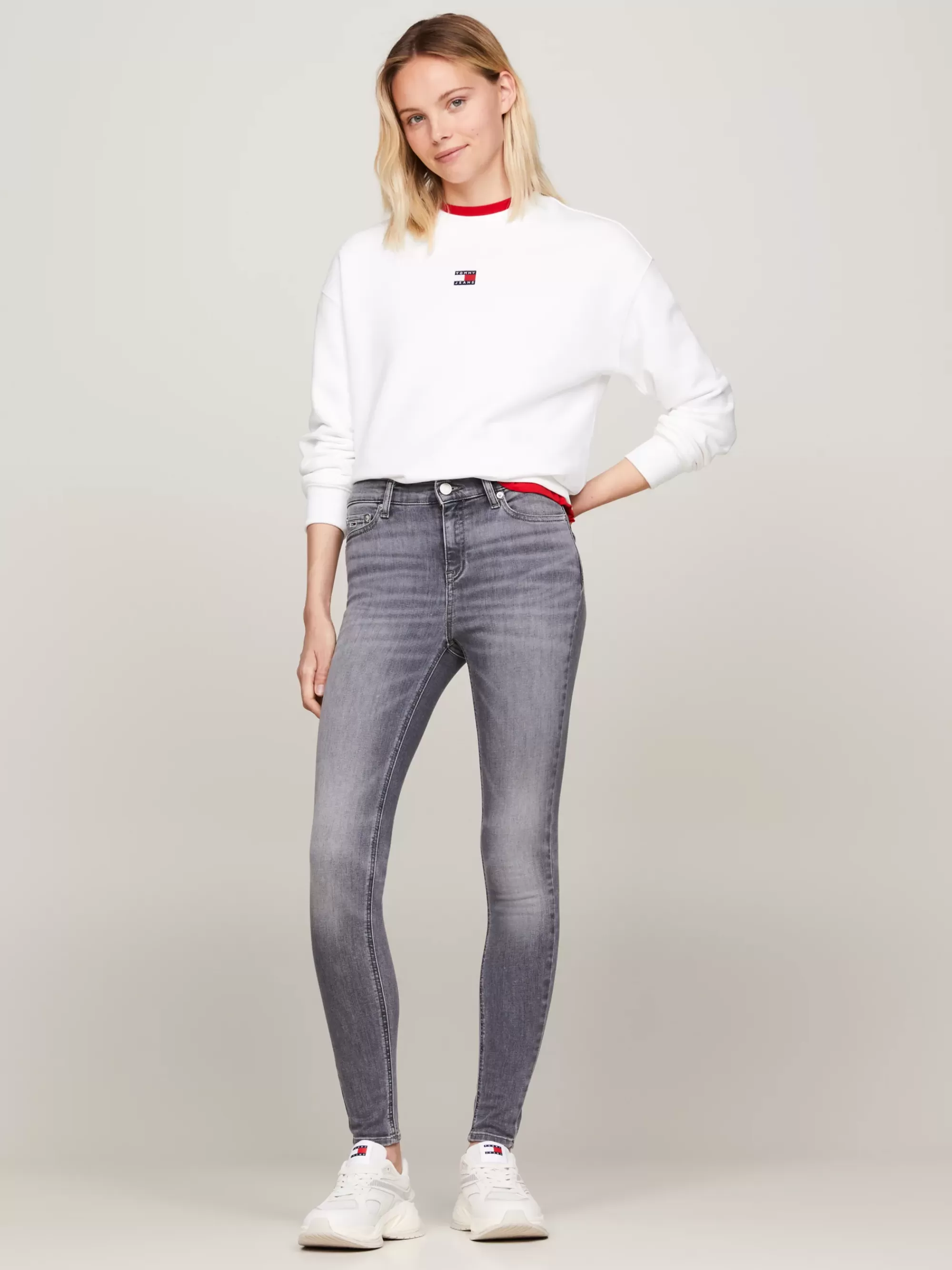 Jeans*Tommy Hilfiger Nora Medium Rise Skinny Jeans Met Fading DENIM BLACK