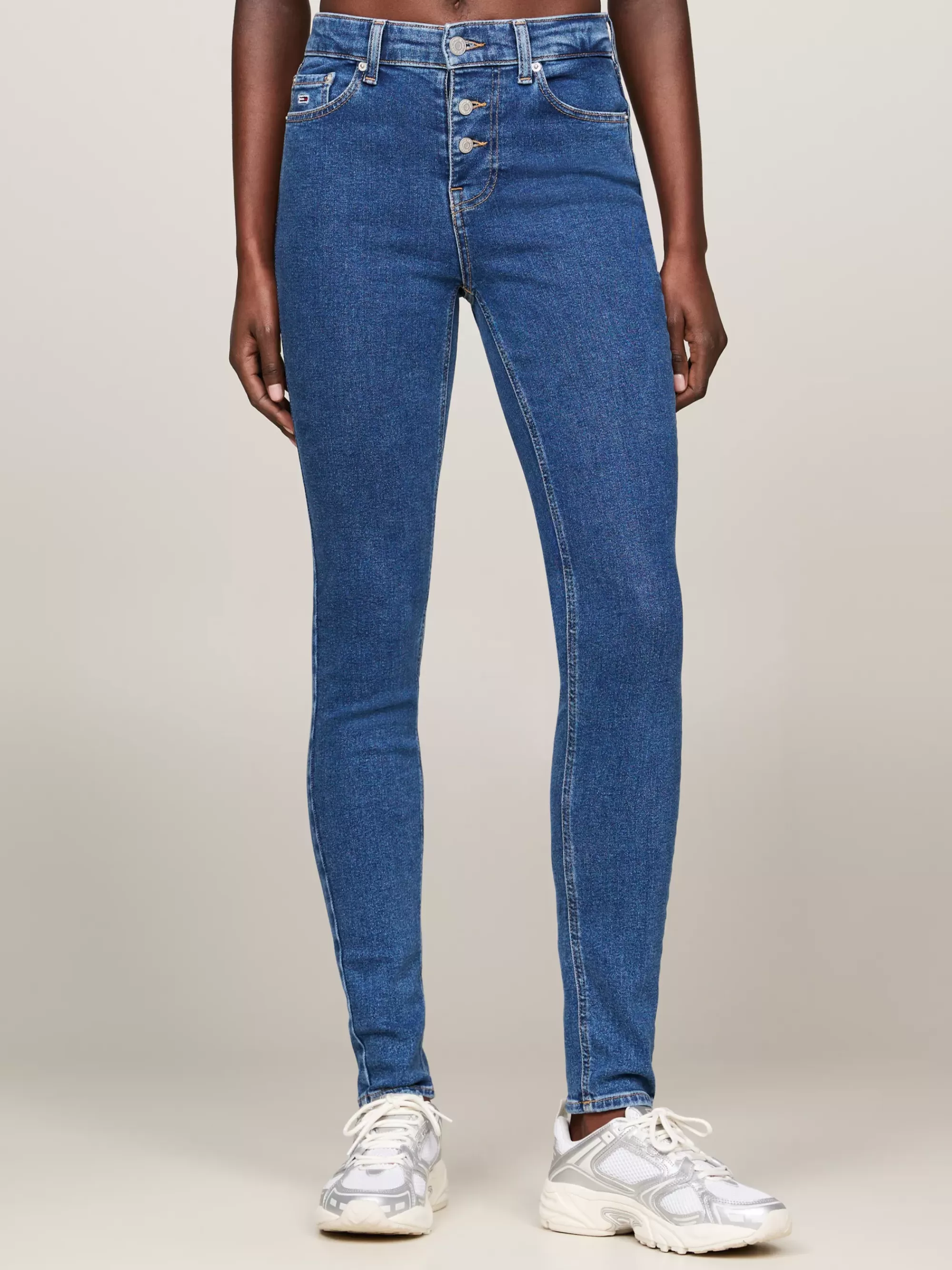 Jeans*Tommy Hilfiger Nora Medium Rise Skinny Jeans Met Knoopgulp DENIM MEDIUM