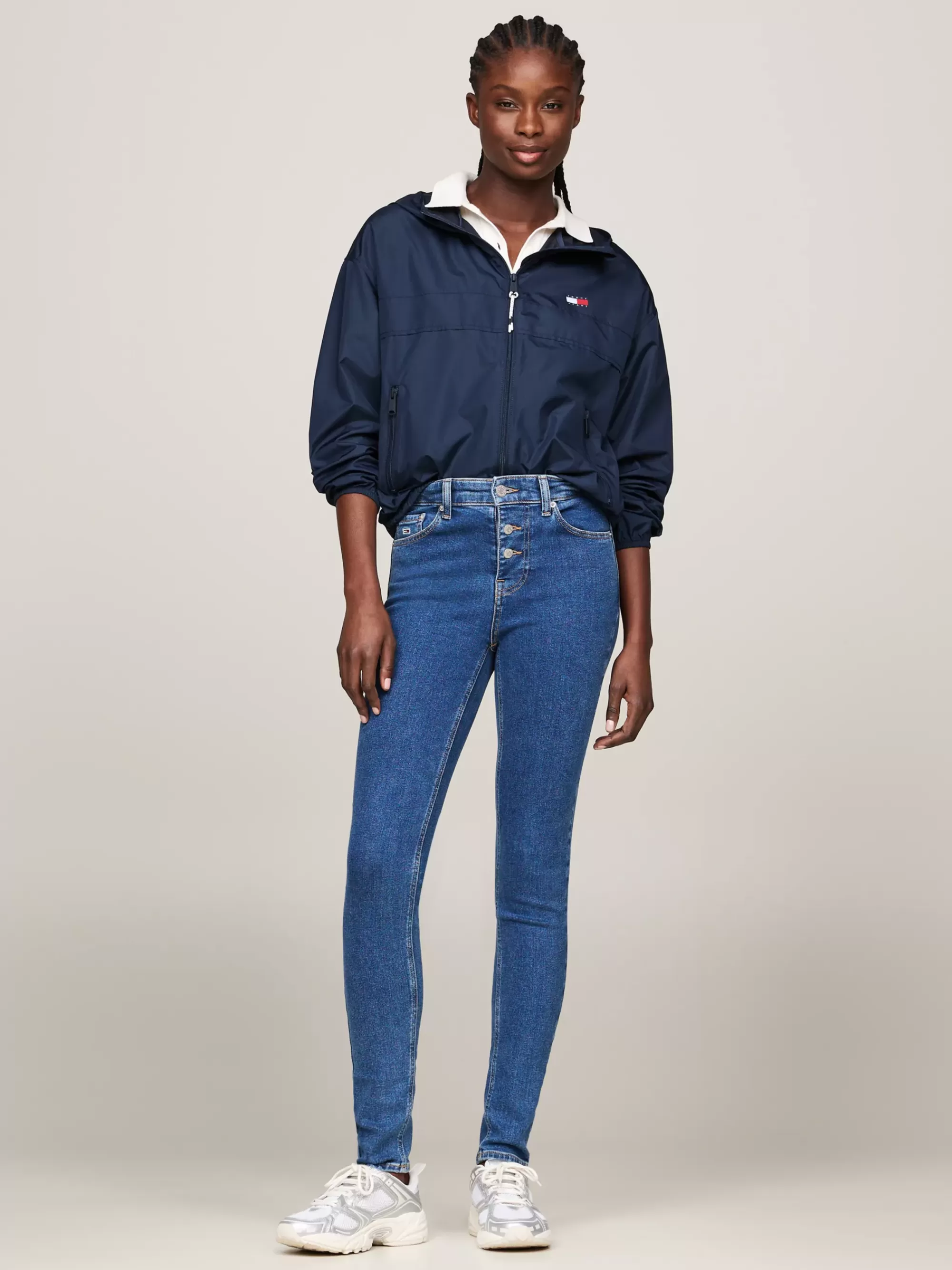 Jeans*Tommy Hilfiger Nora Medium Rise Skinny Jeans Met Knoopgulp DENIM MEDIUM