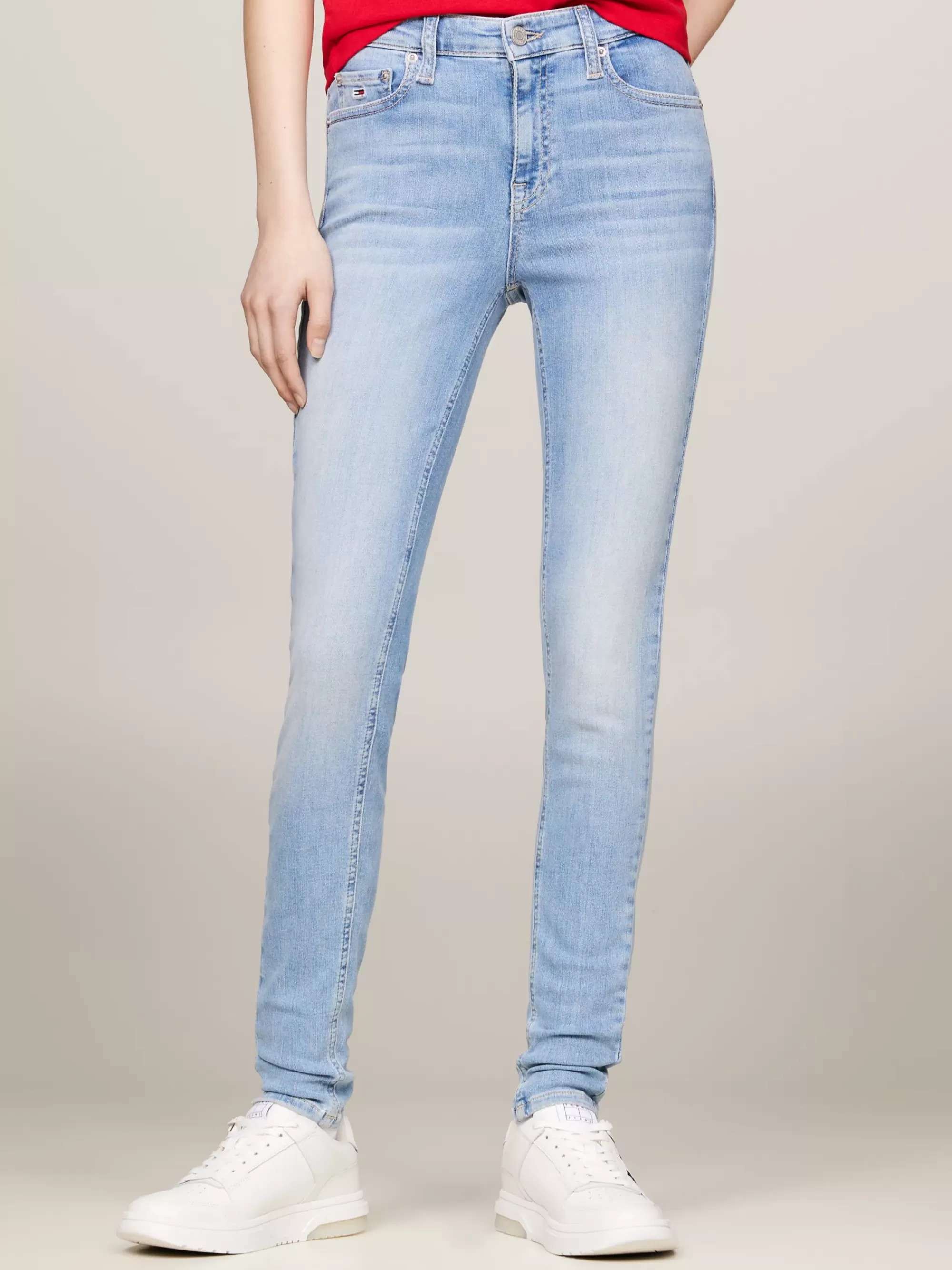 Jeans*Tommy Hilfiger Nora Skinny Medium Rise Jeans Met Fading DENIM LIGHT