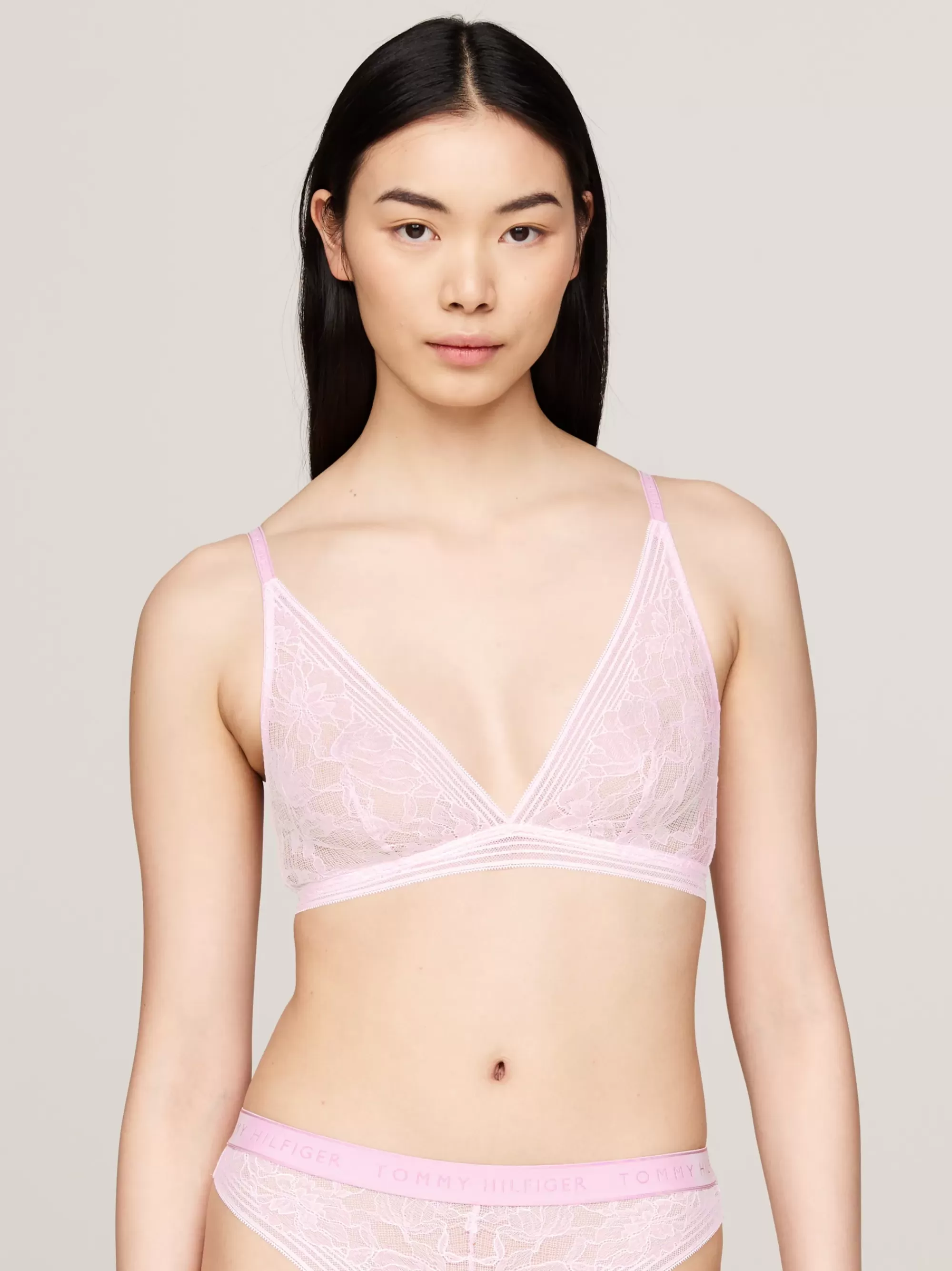 Bh's | Lingerie*Tommy Hilfiger Ongevoerde Kanten Triangel-bh Met Logo PEARLY PINK