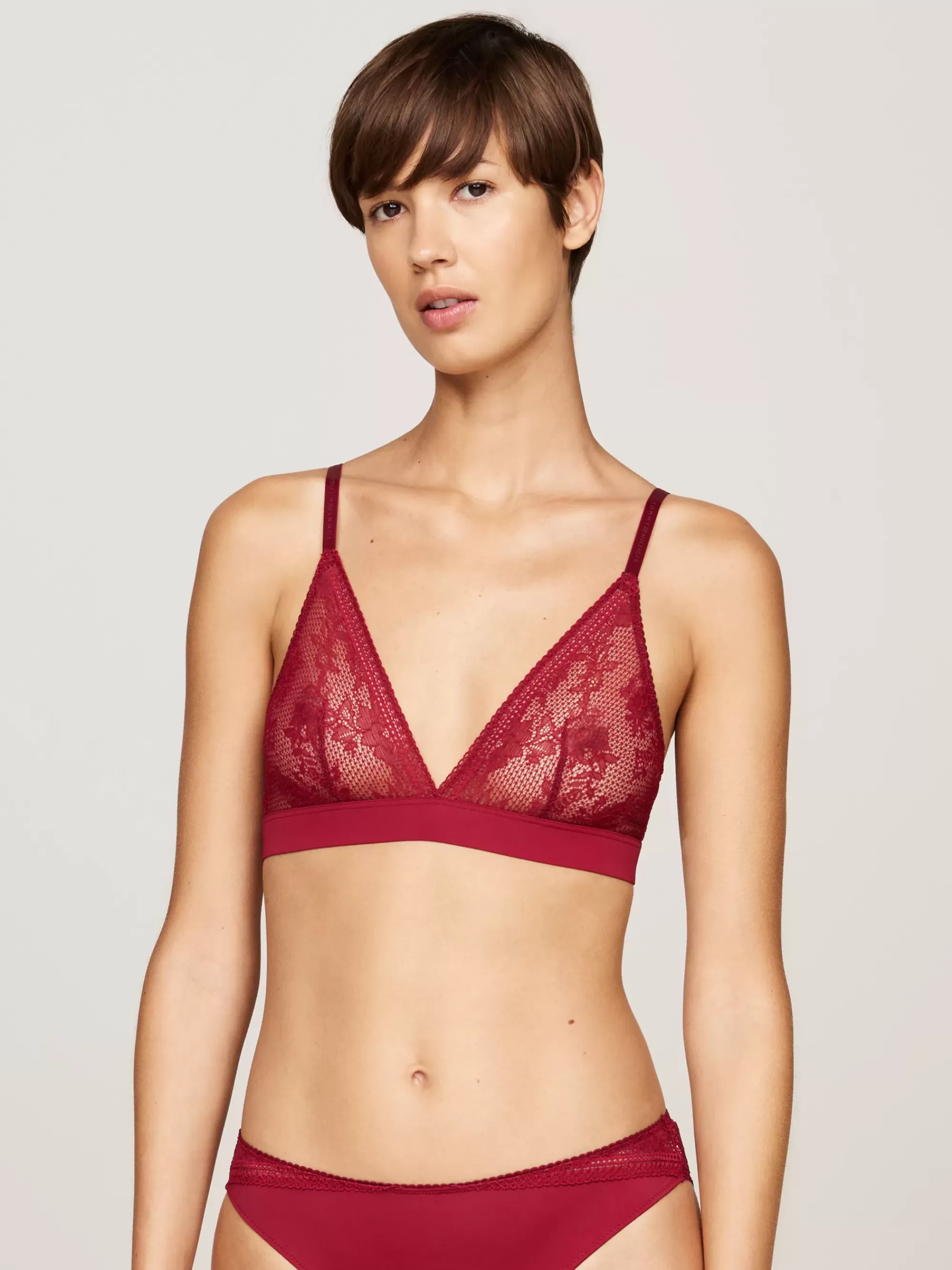 Bh's | Lingerie*Tommy Hilfiger Ongevoerde Triangel-bh Van Kant ROUGE