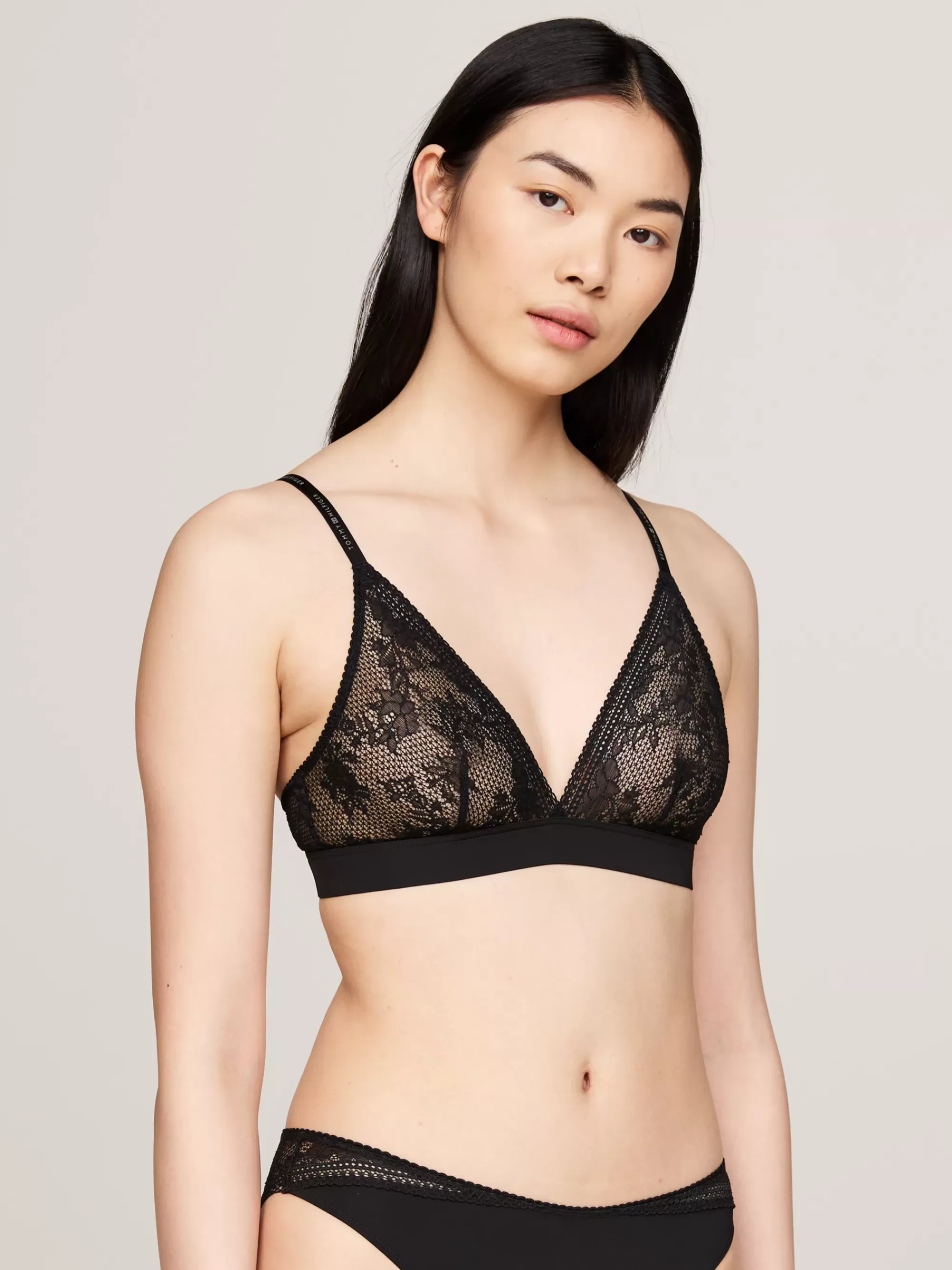 Bh's | Lingerie*Tommy Hilfiger Ongevoerde Triangel-bh Van Kant BLACK
