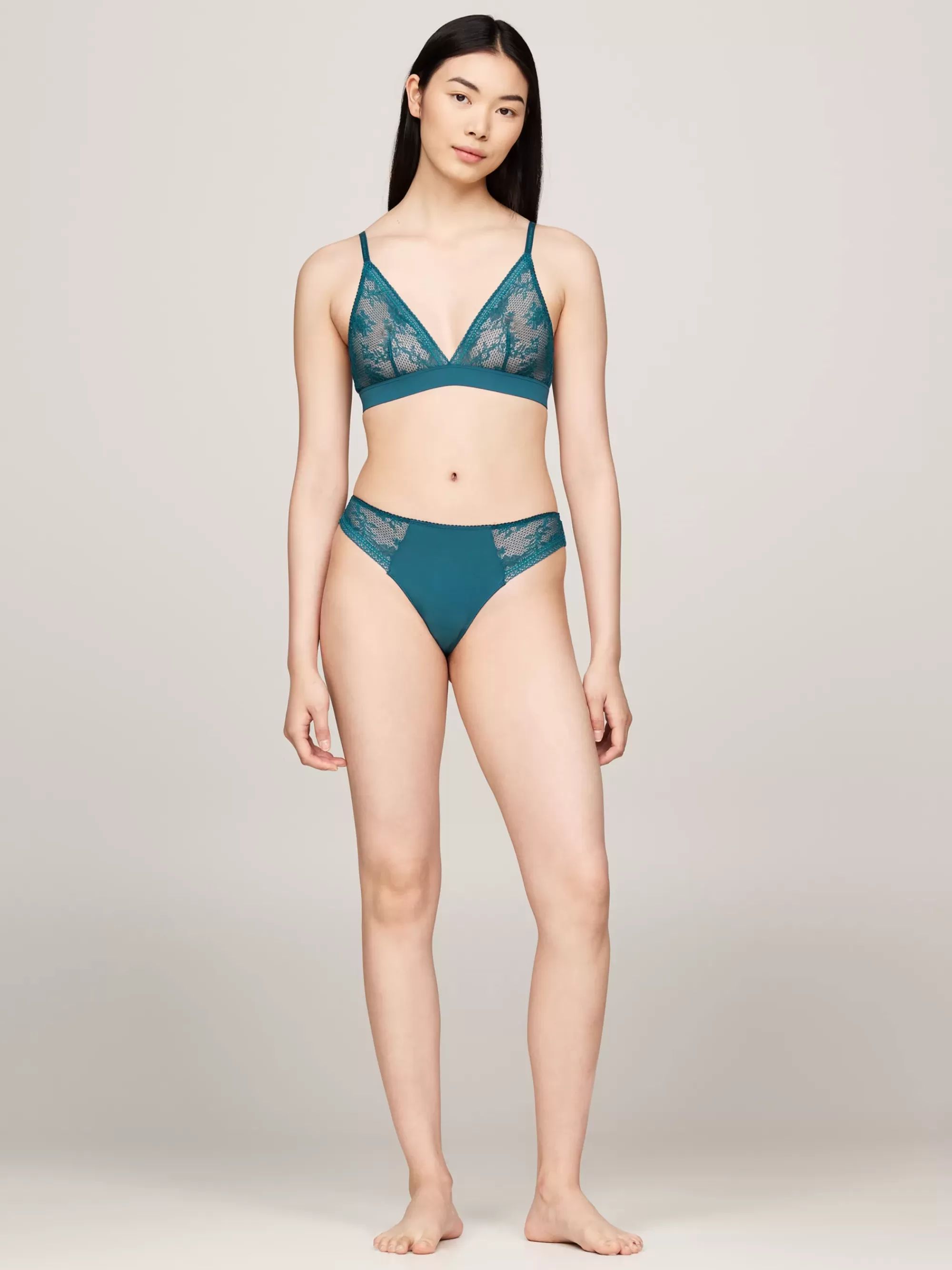 Bh's | Lingerie*Tommy Hilfiger Ongevoerde Triangel-bh Van Kant MIDNIGHT TURQUOISE