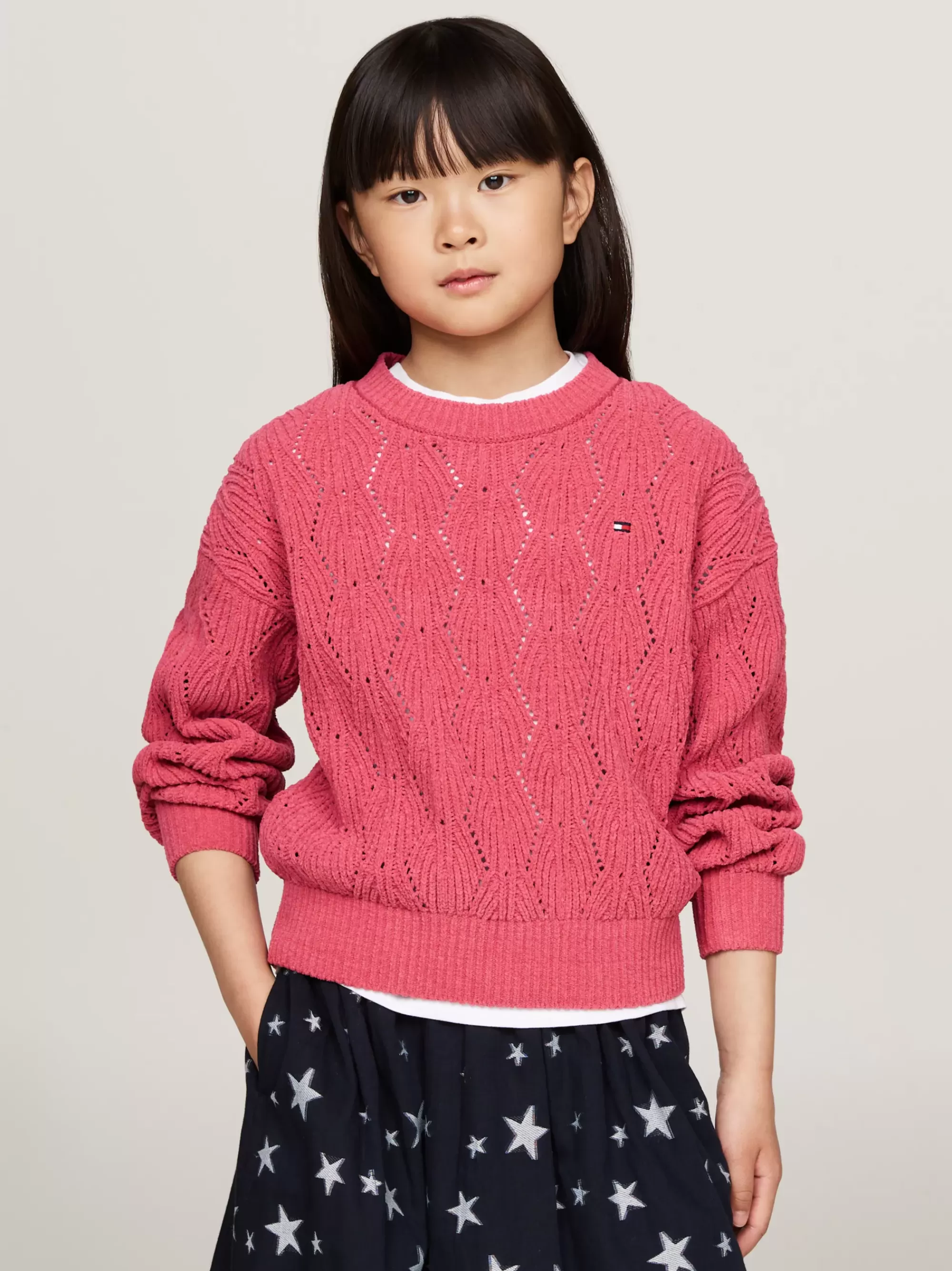Truien & Vesten*Tommy Hilfiger Opengebreide Relaxed Fit Trui Van Chenille HERITAGE PINK