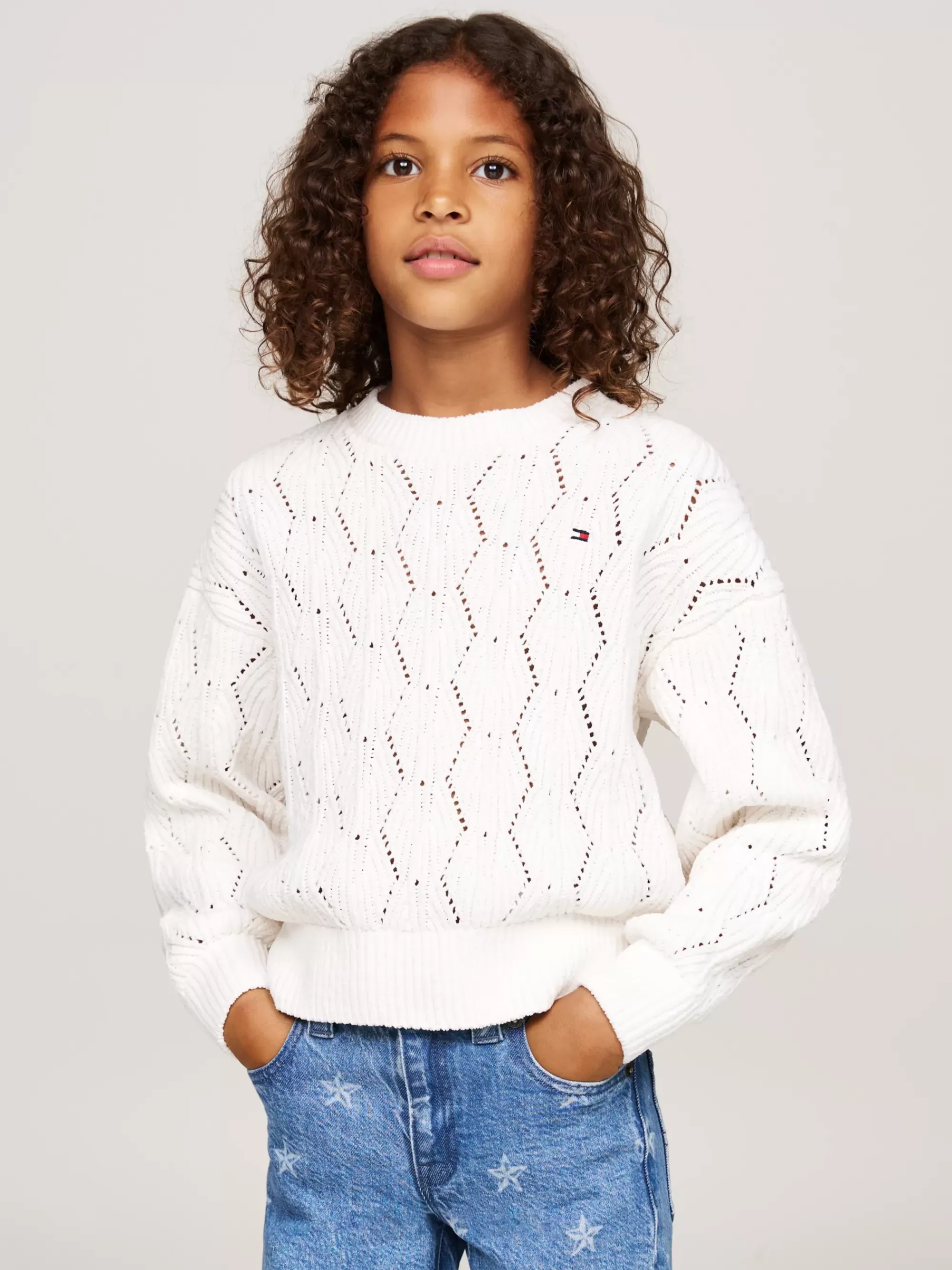 Truien & Vesten*Tommy Hilfiger Opengebreide Relaxed Fit Trui Van Chenille IVORY PETAL