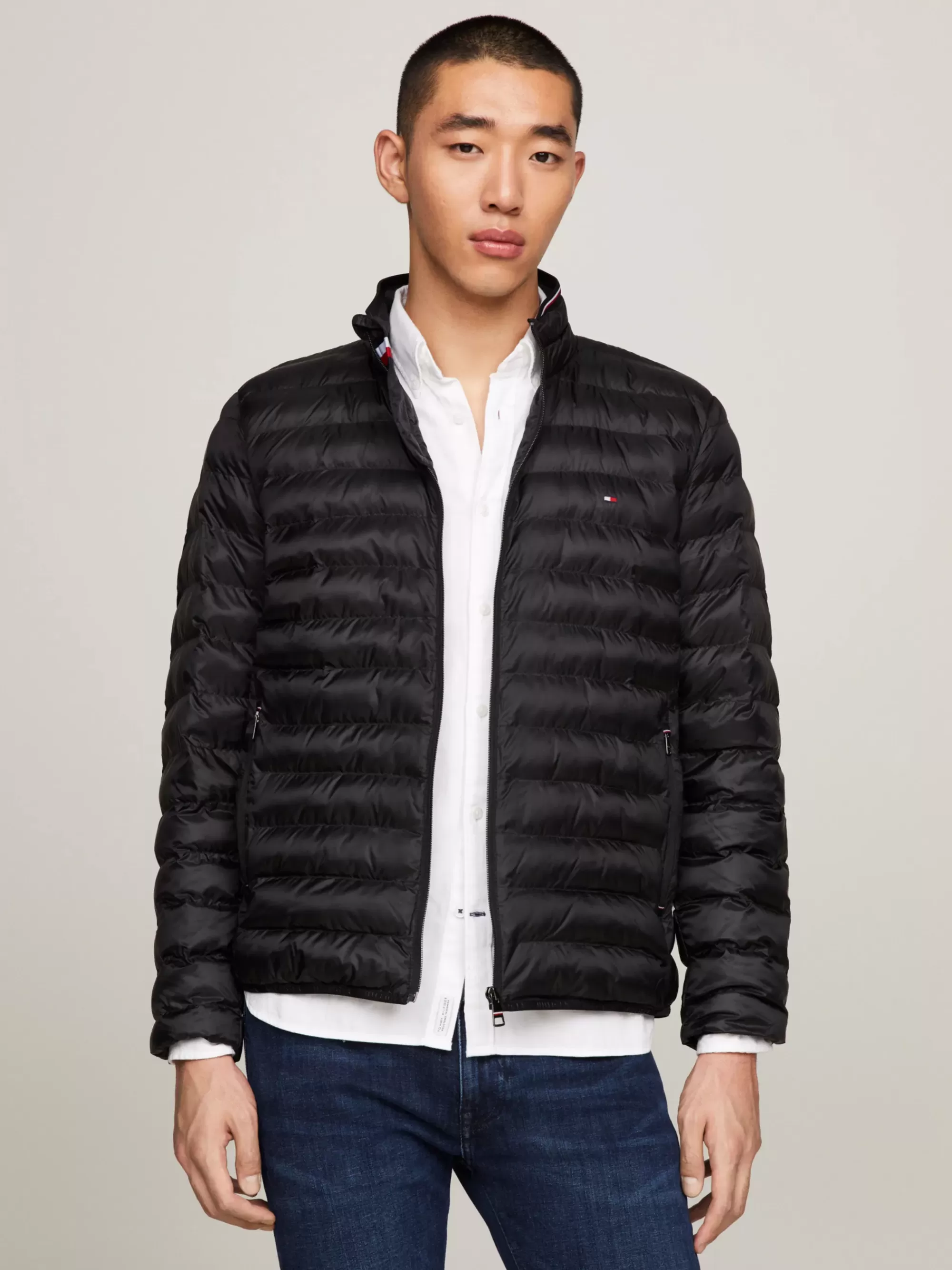 Jassen & Jacks*Tommy Hilfiger Opvouwbaar Waterafstotend Gewatteerd Jack BLACK