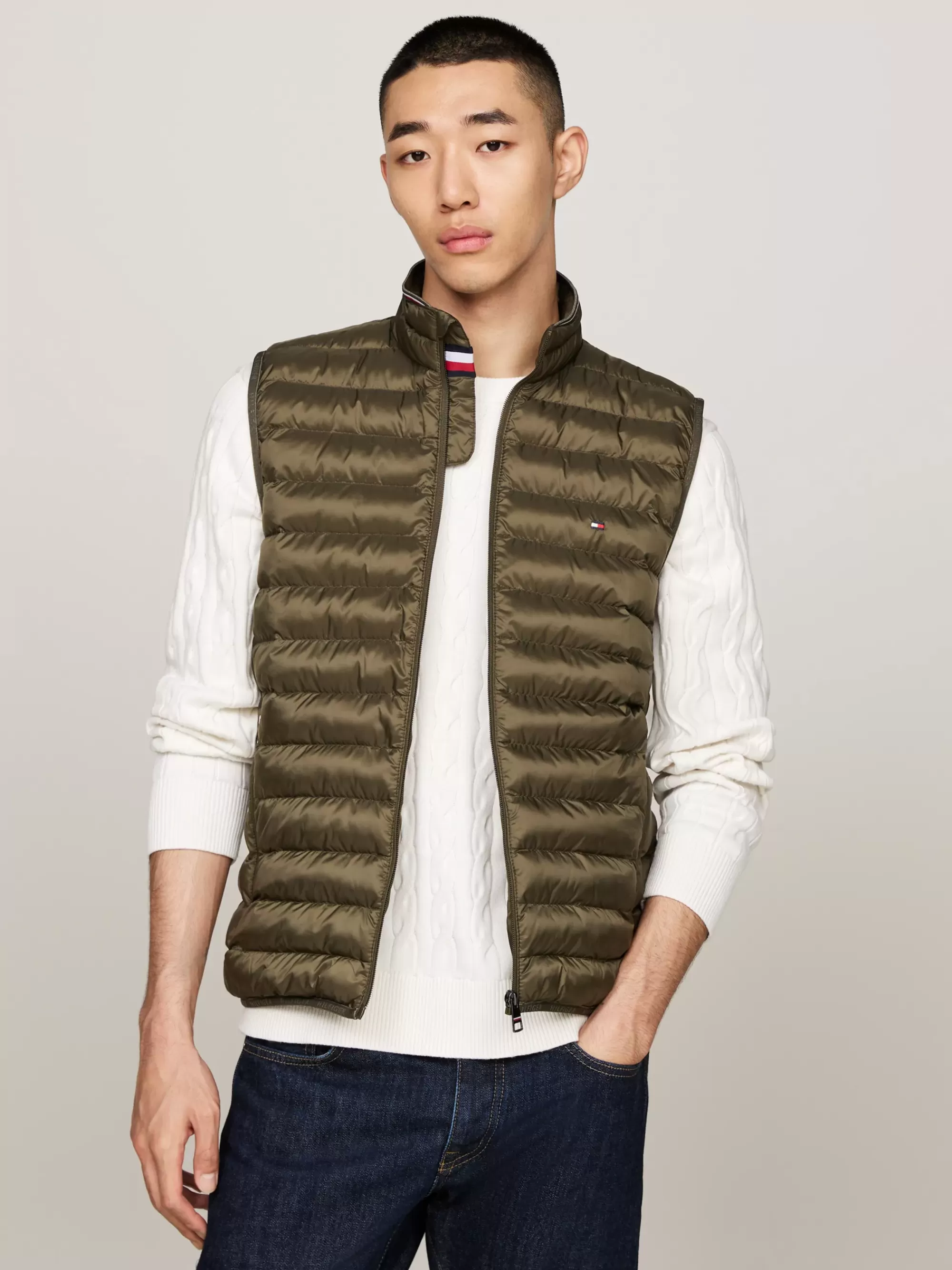 Jassen & Jacks*Tommy Hilfiger Opvouwbare Waterafstotende Bodywarmer ARMY GREEN
