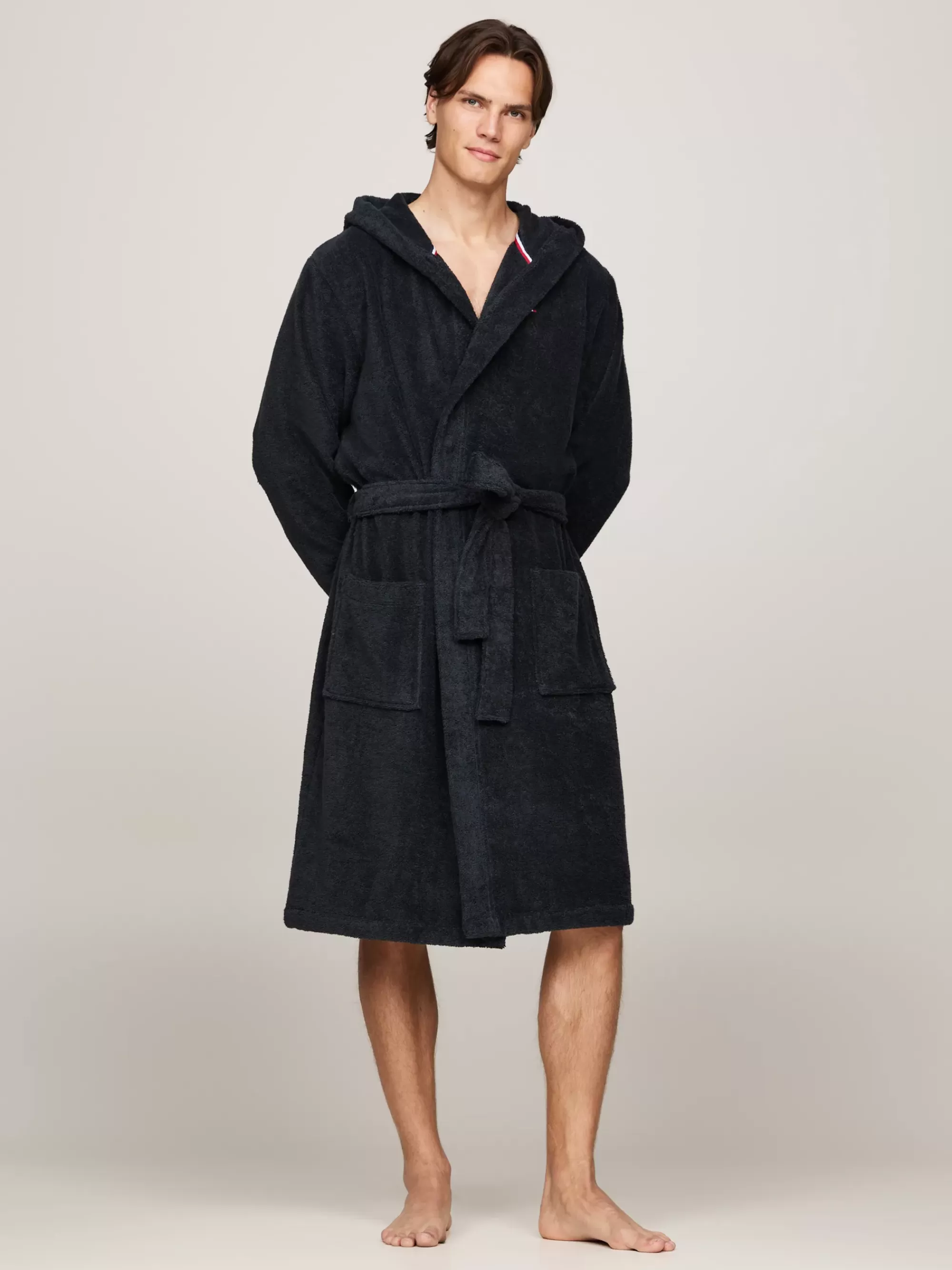 Loungewear*Tommy Hilfiger Original Badstof Badjas Met Capuchon DESERT SKY