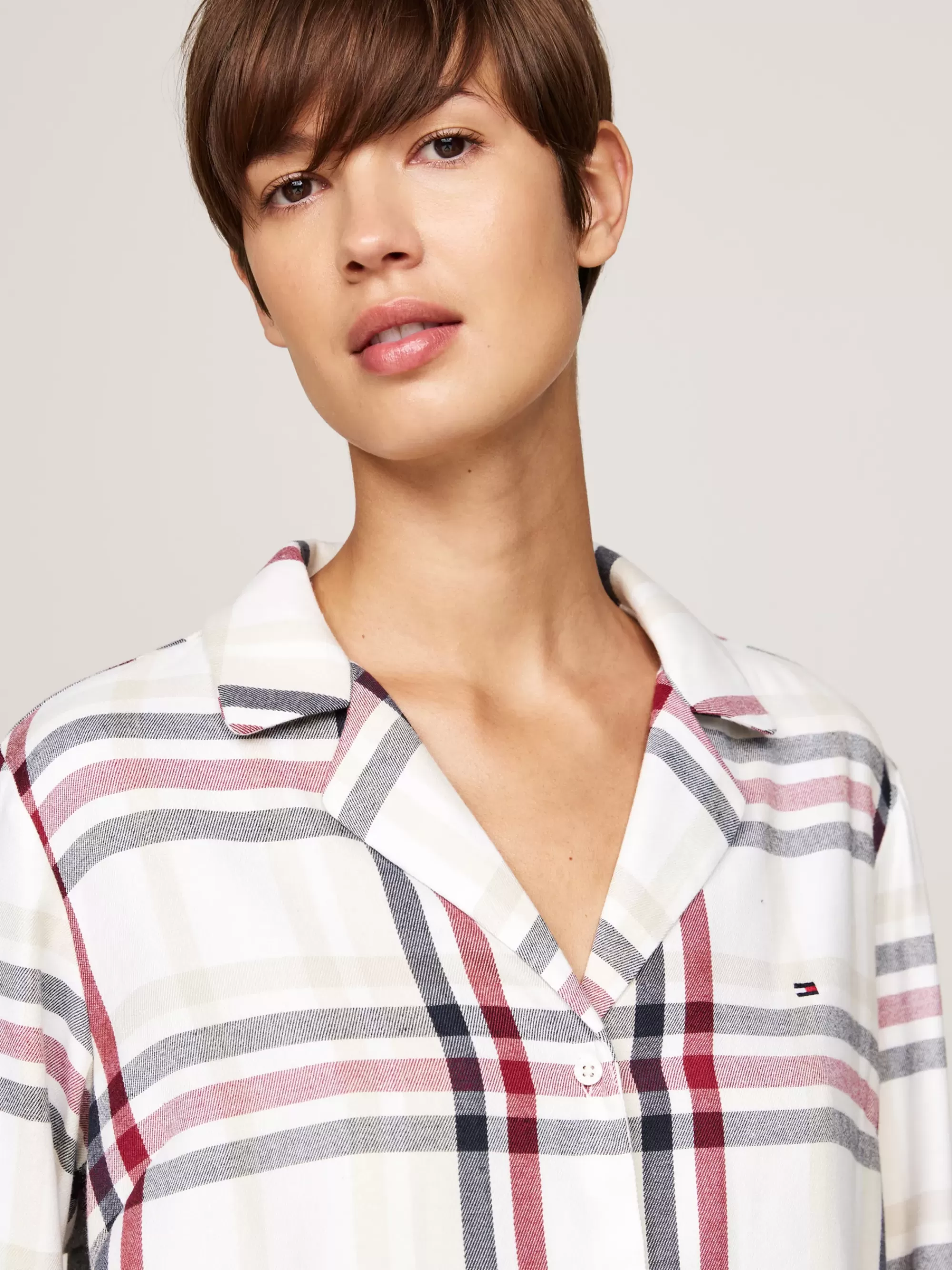 Pyjama's & Nachtkleding*Tommy Hilfiger Original Cadeauset Met Pyjama En Pantoffels HERITAGE CHECK IVORY