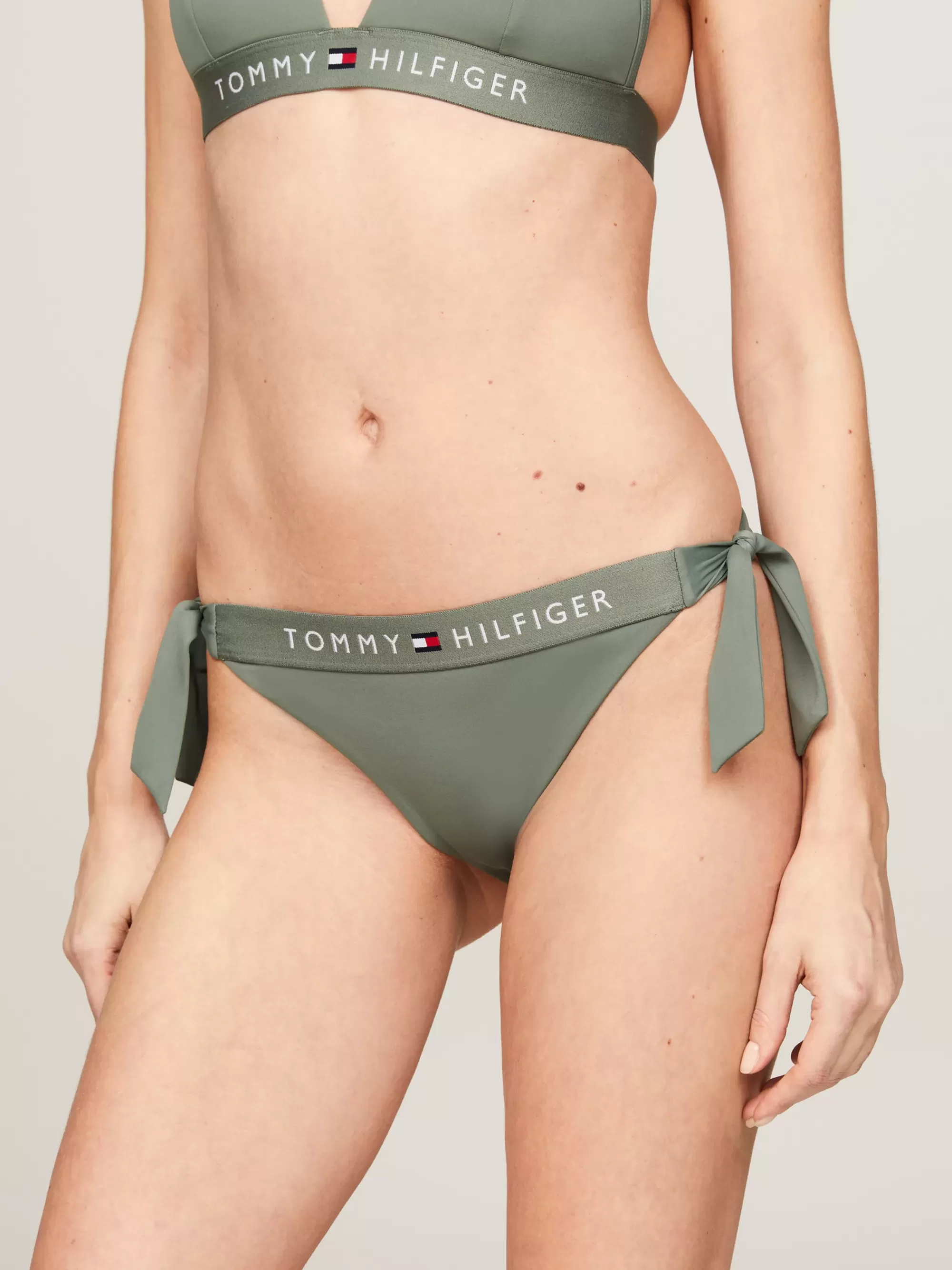 Swimwear*Tommy Hilfiger Original Cheeky Binikibroekje Met Strikdetail STONEWASH GREEN