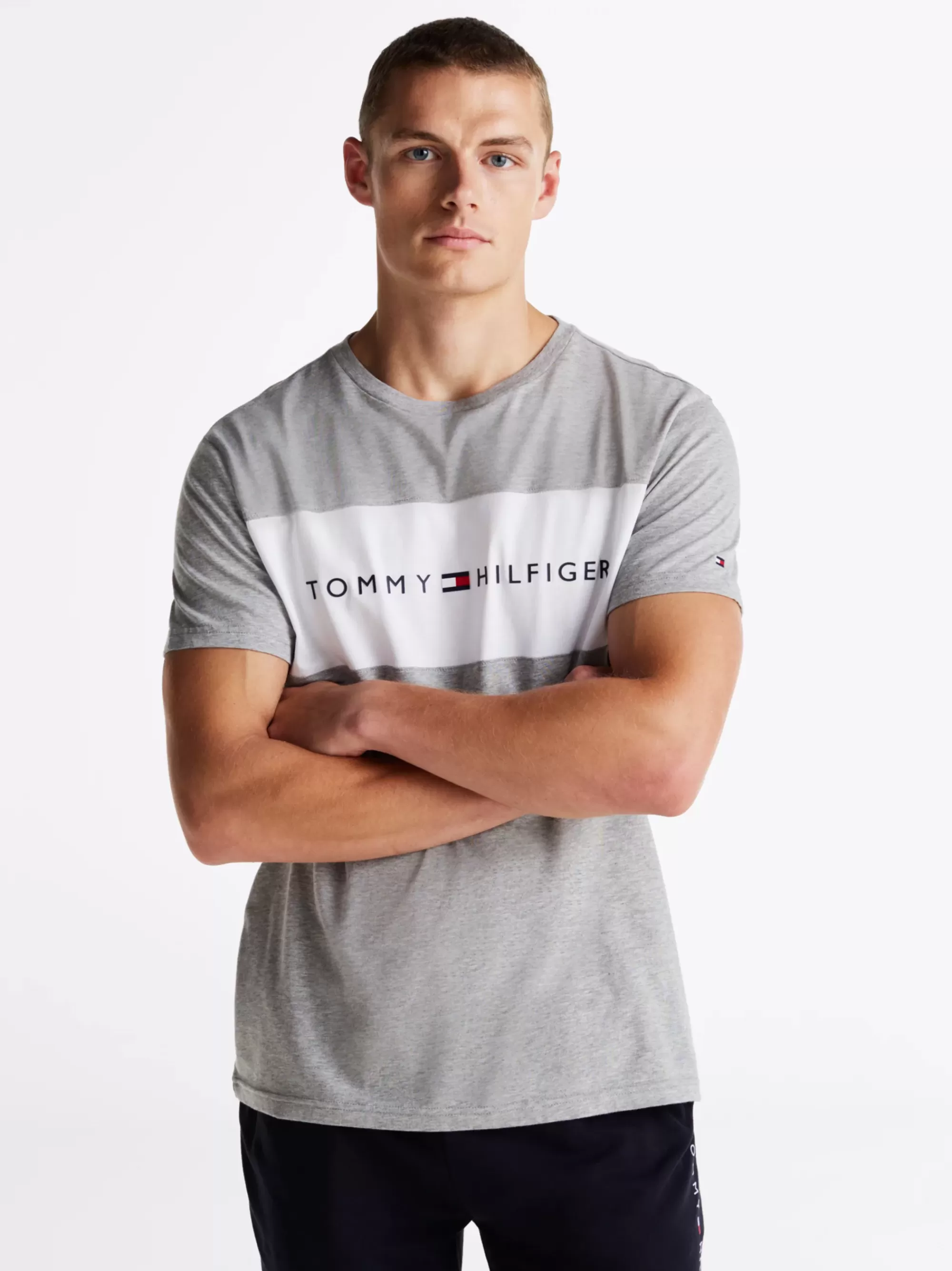 Loungewear*Tommy Hilfiger Original Colour-blocked Lounge T-shirt LIGHT GREY HEATHER
