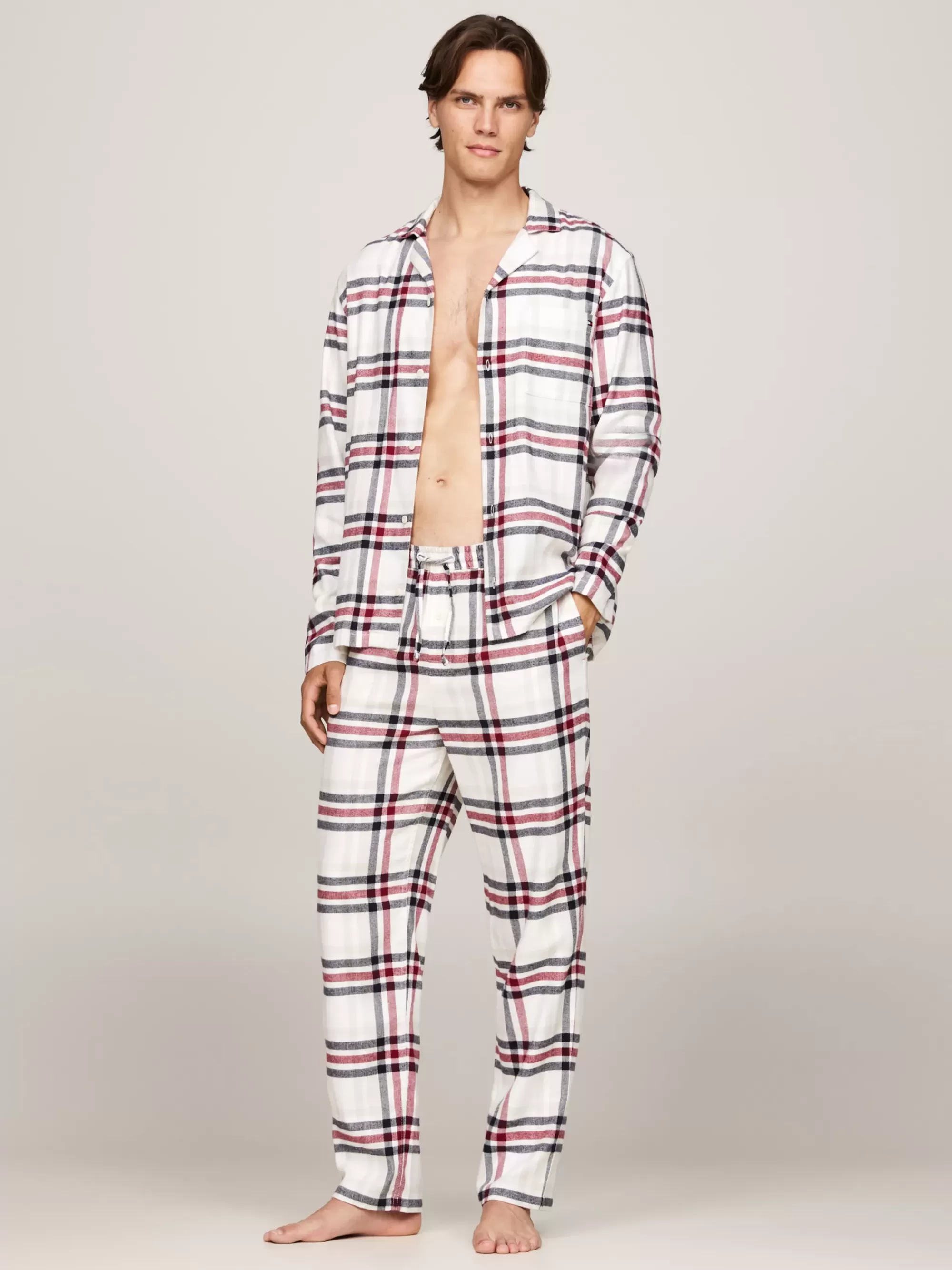 Zwemkleding*Tommy Hilfiger Original Flanellen Pyjamaset HERITAGE PLAID IVORY