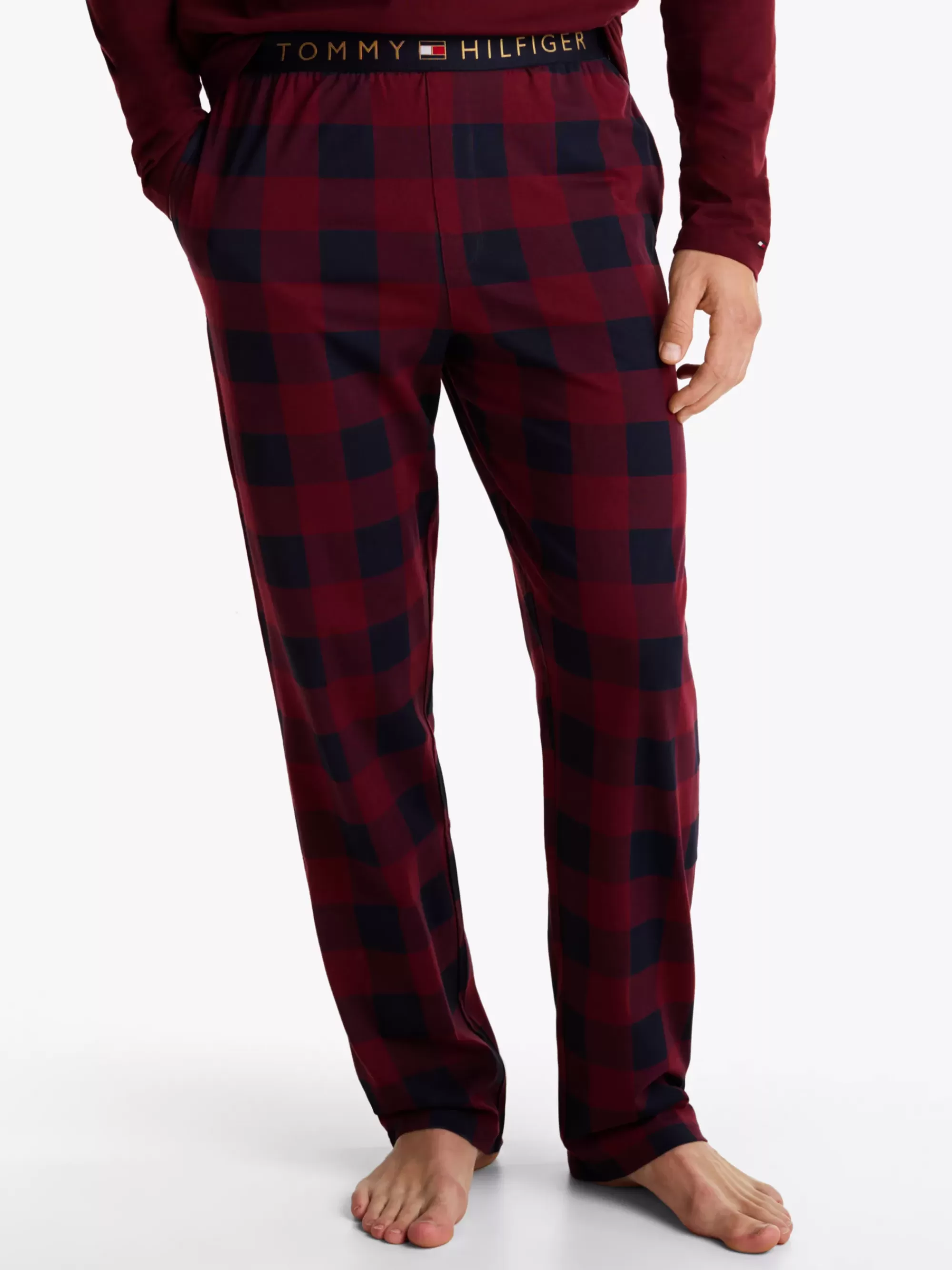 Zwemkleding*Tommy Hilfiger Original Jersey Pyjamabroek Met Print BUFFALO CHECK DEEP ROUGE