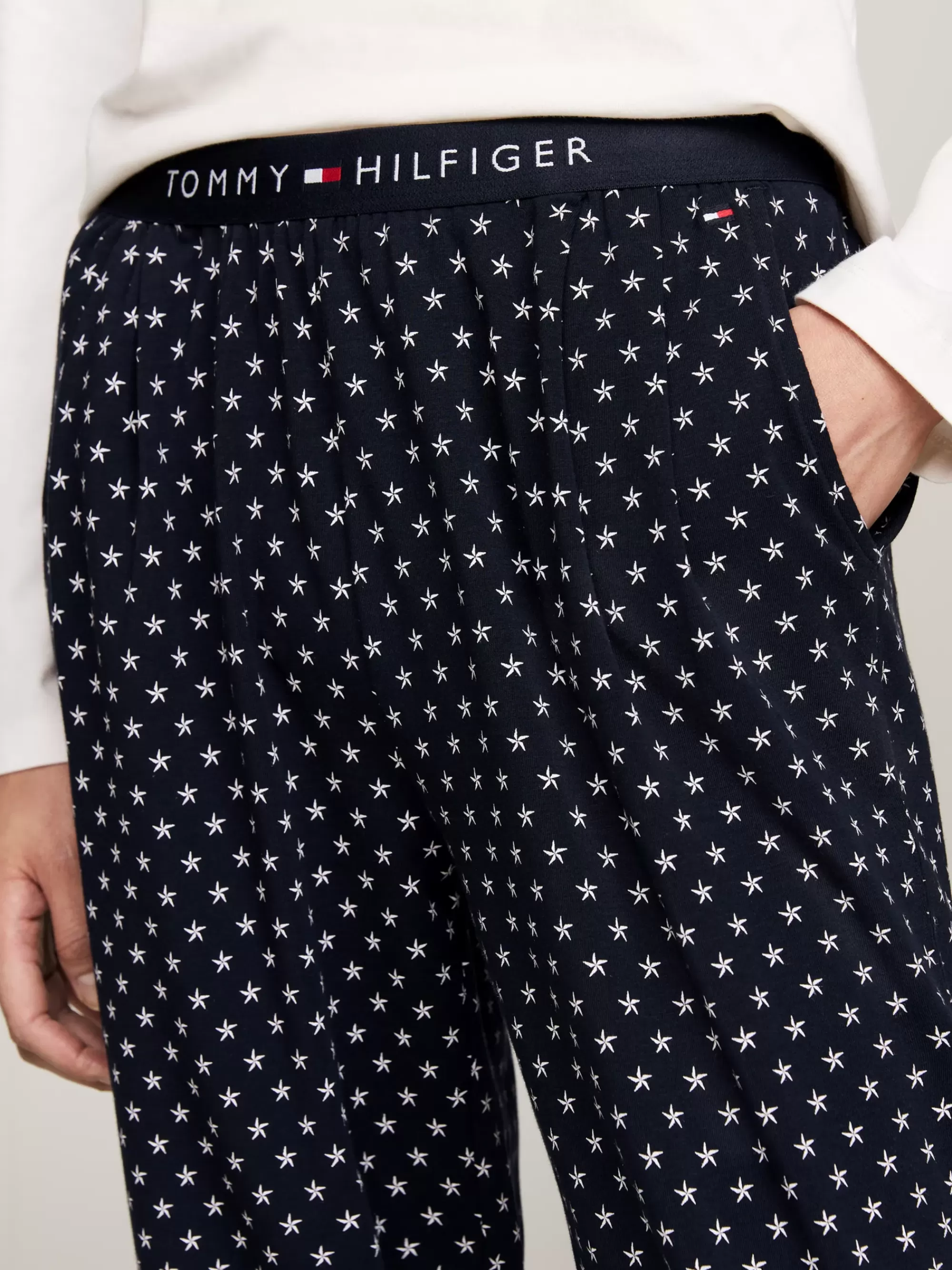Pyjama's & Nachtkleding*Tommy Hilfiger Original Longsleeve Pyjamaset ANCIENT WHITE/STAR NAVY AOP