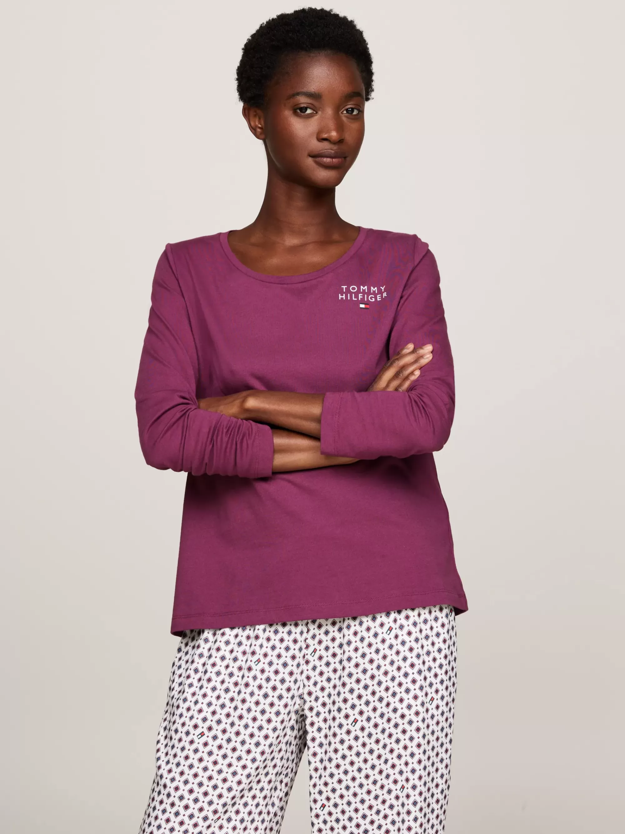 Loungewear*Tommy Hilfiger Original Longsleeve Pyjama-T-shirt HERITAGE PLUM