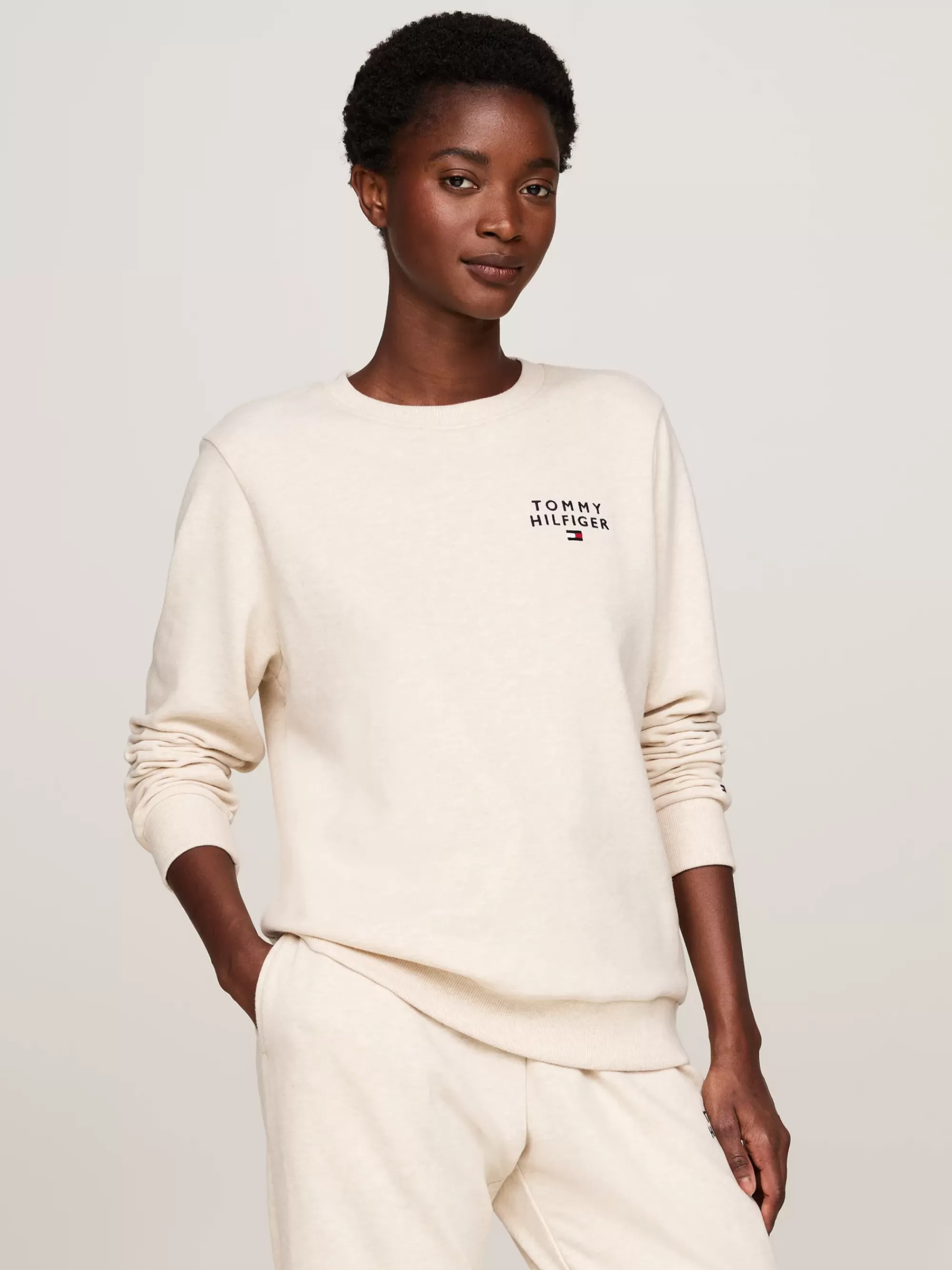 Loungewear*Tommy Hilfiger Original Lounge-sweatshirt Met Logo HEATHERED OAT