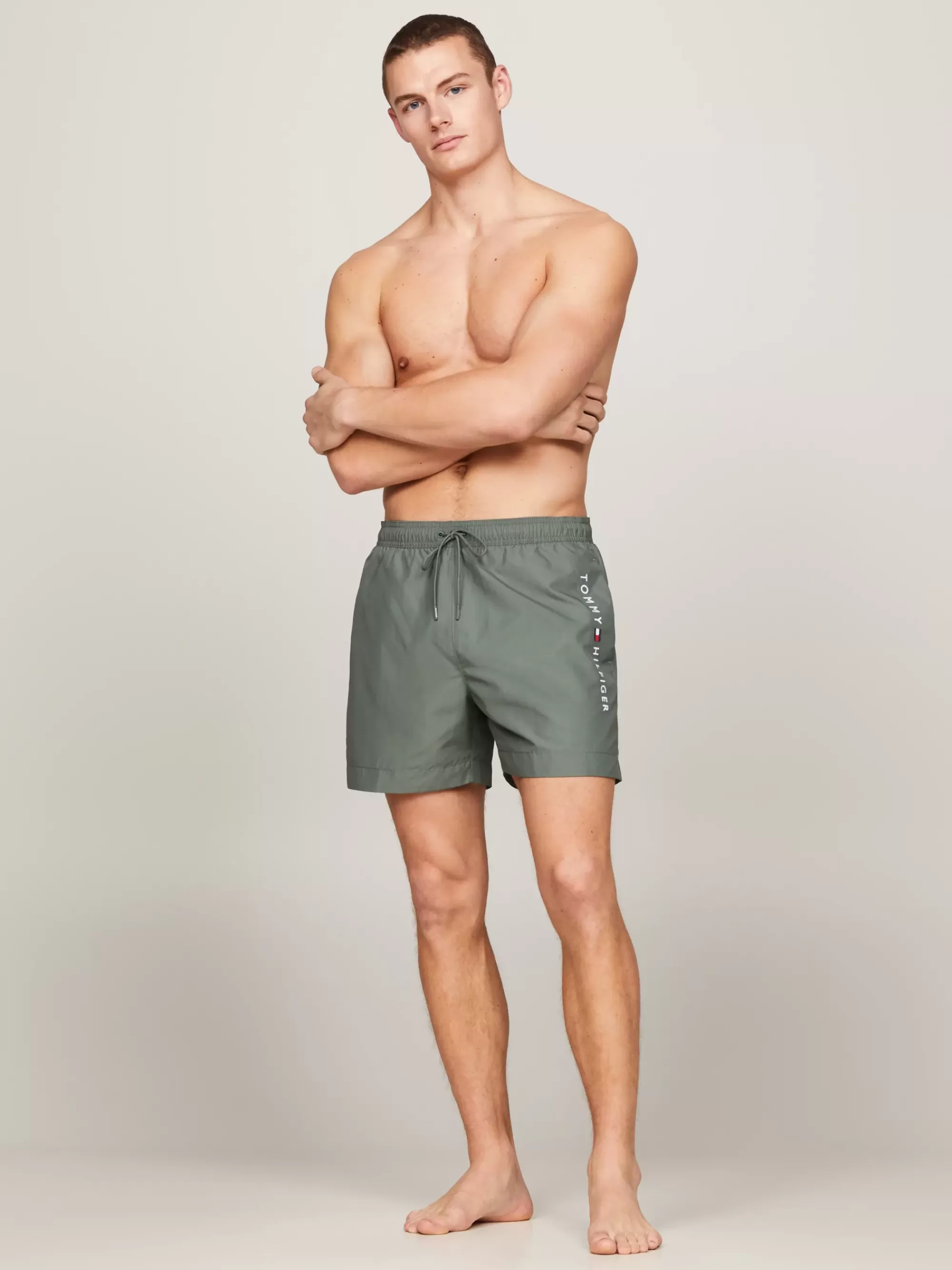 Zwemkleding*Tommy Hilfiger Original Medium Lange Zwemshort Met Trekkoord STONEWASH GREEN