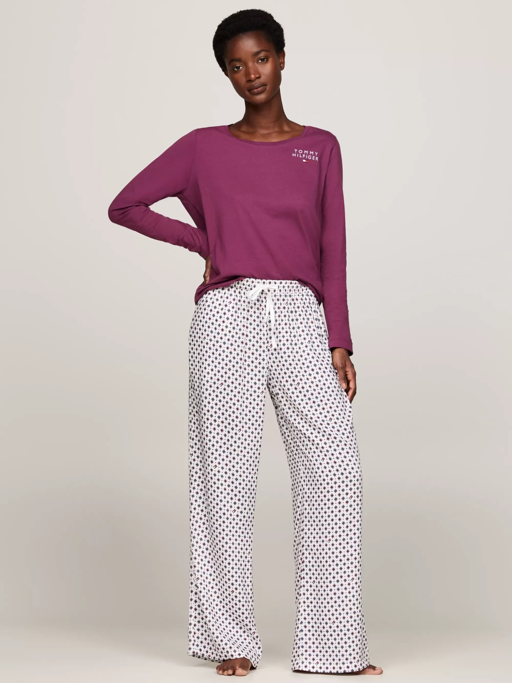 Loungewear*Tommy Hilfiger Original Pyjamabroek Met Trekkoord FOULARD ANCIENT WHITE