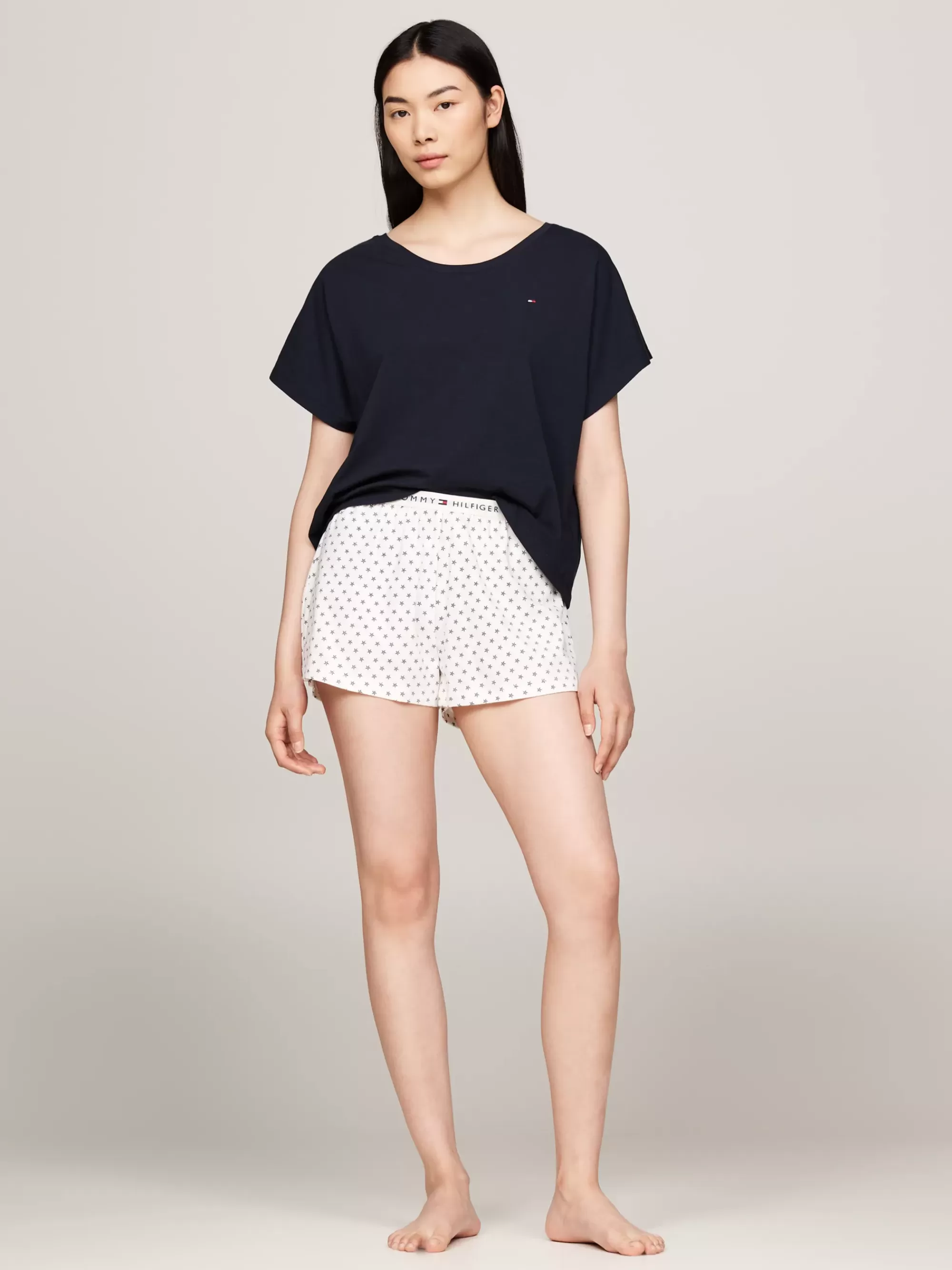 Pyjama's & Nachtkleding*Tommy Hilfiger Original Pyjamaset Met T-shirt En Short DESERT SKY/STAR ANCIENT WHITE AOP