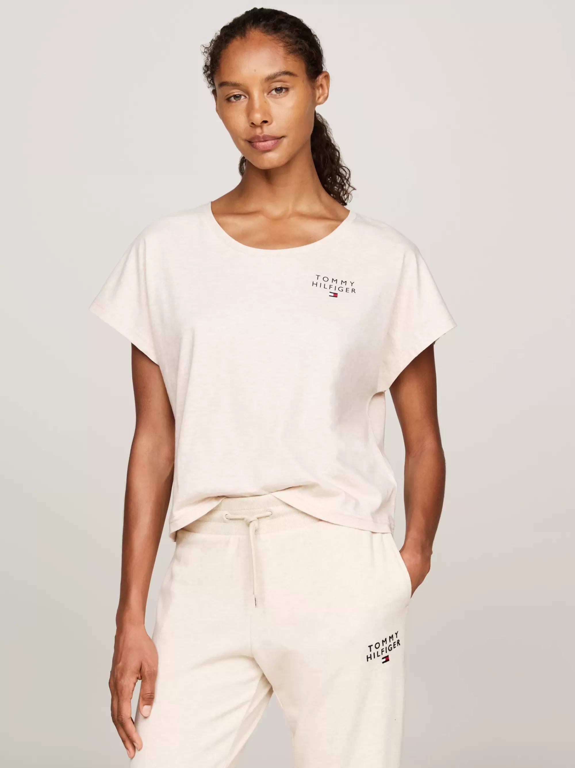 Loungewear*Tommy Hilfiger Original Pyjama-T-shirt Met Logo HEATHERED OAT